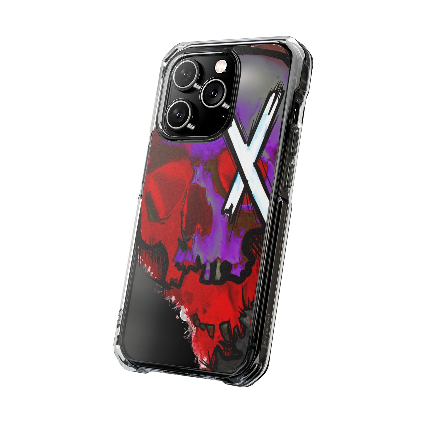 Vibrant Skull Phone Case, Magnetic Clear Impact Case, Edgy Phone Cover, Halloween Gift, Unique Cell Phone Accessory