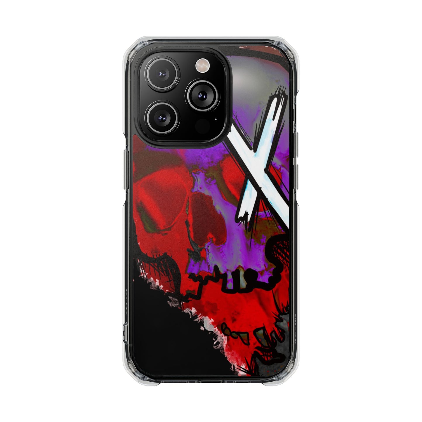 Vibrant Skull Phone Case, Magnetic Clear Impact Case, Edgy Phone Cover, Halloween Gift, Unique Cell Phone Accessory