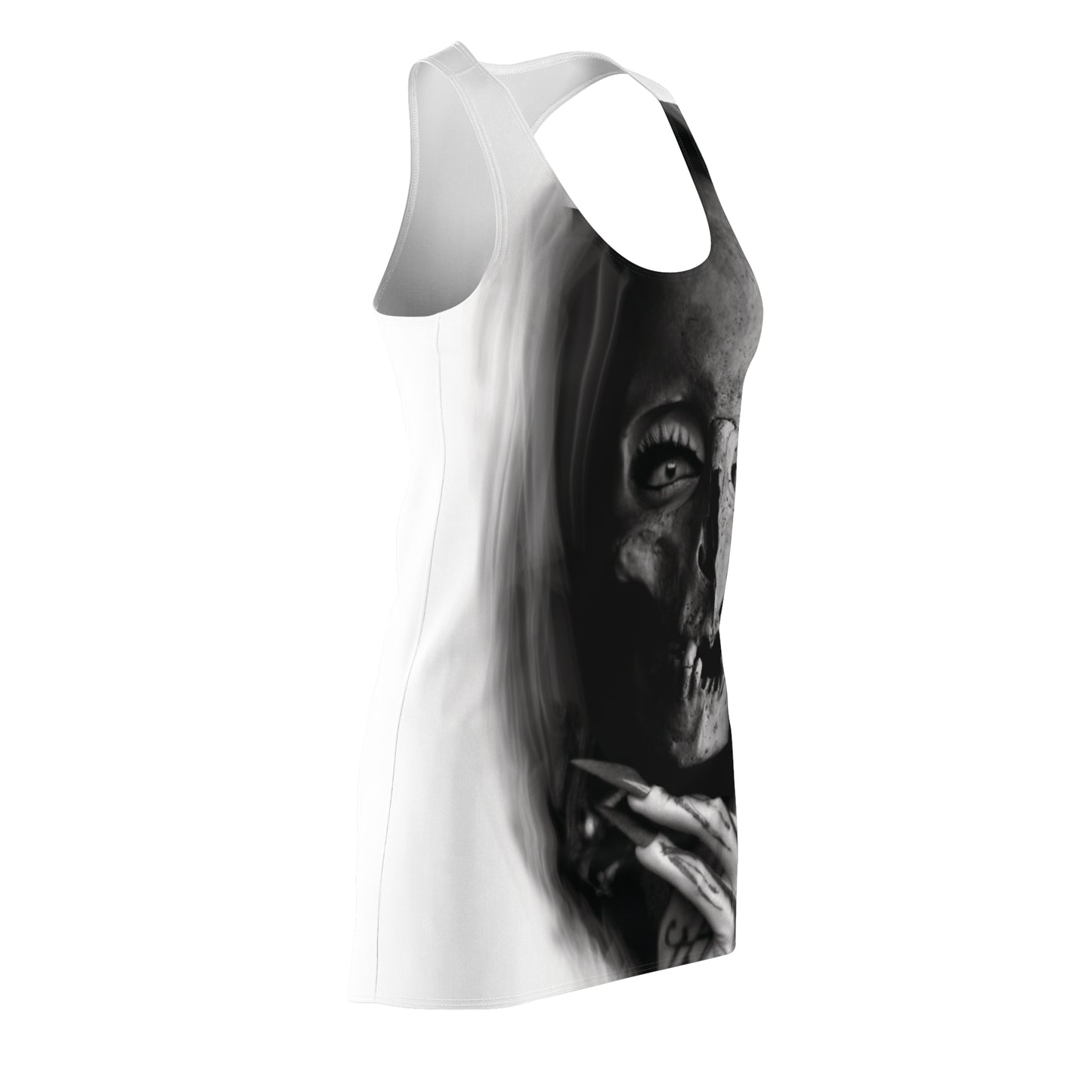 Gothic Skull Racerback Dress, Alternative Fashion Dress, Edgy Summer Dress, AOP Tank Dress, Halloween Party Outfit