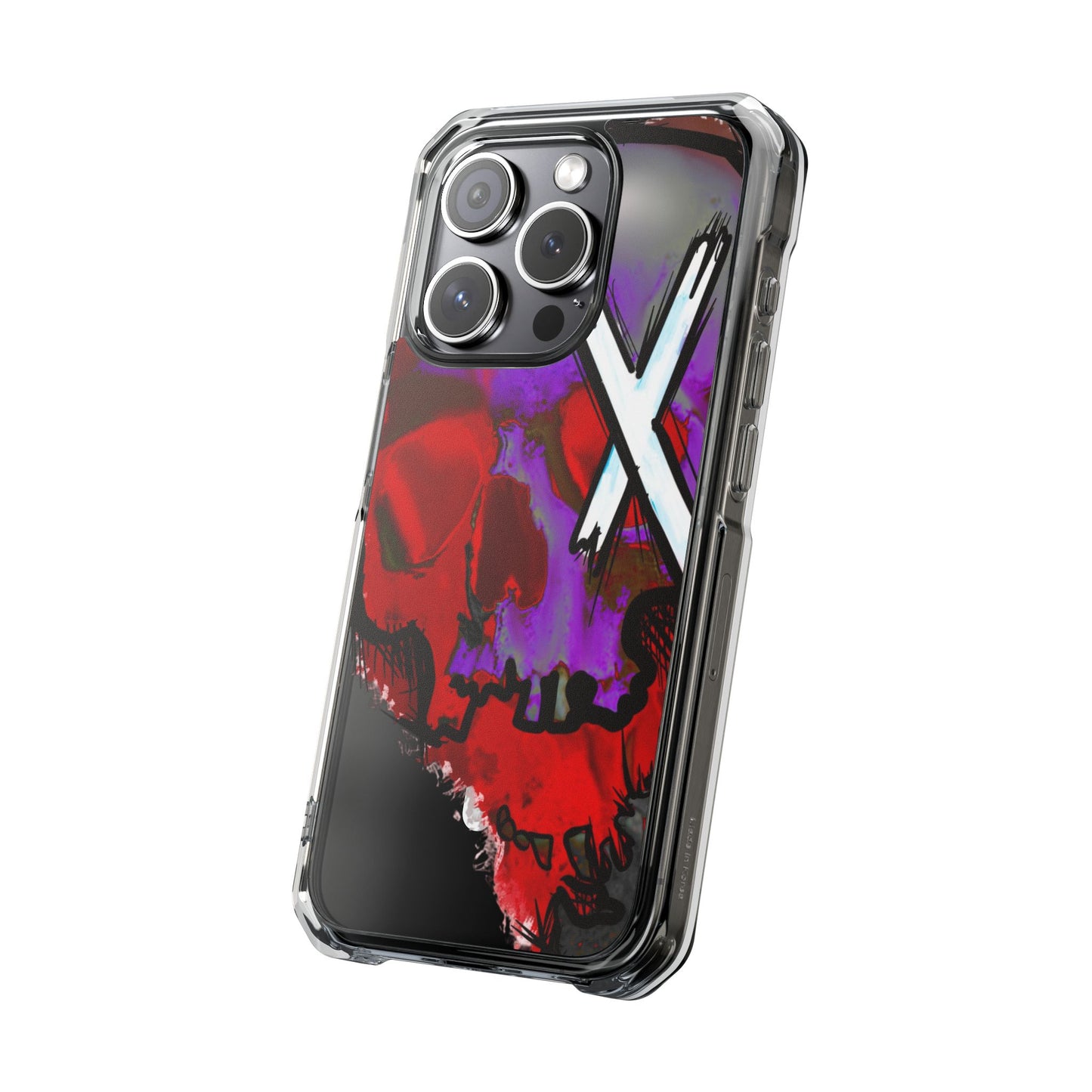 Vibrant Skull Phone Case, Magnetic Clear Impact Case, Edgy Phone Cover, Halloween Gift, Unique Cell Phone Accessory