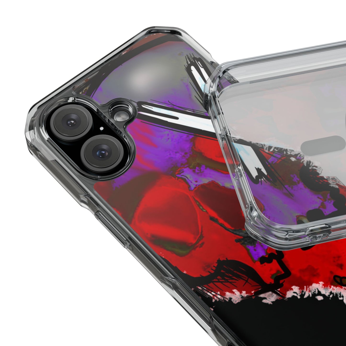 Vibrant Skull Phone Case, Magnetic Clear Impact Case, Edgy Phone Cover, Halloween Gift, Unique Cell Phone Accessory
