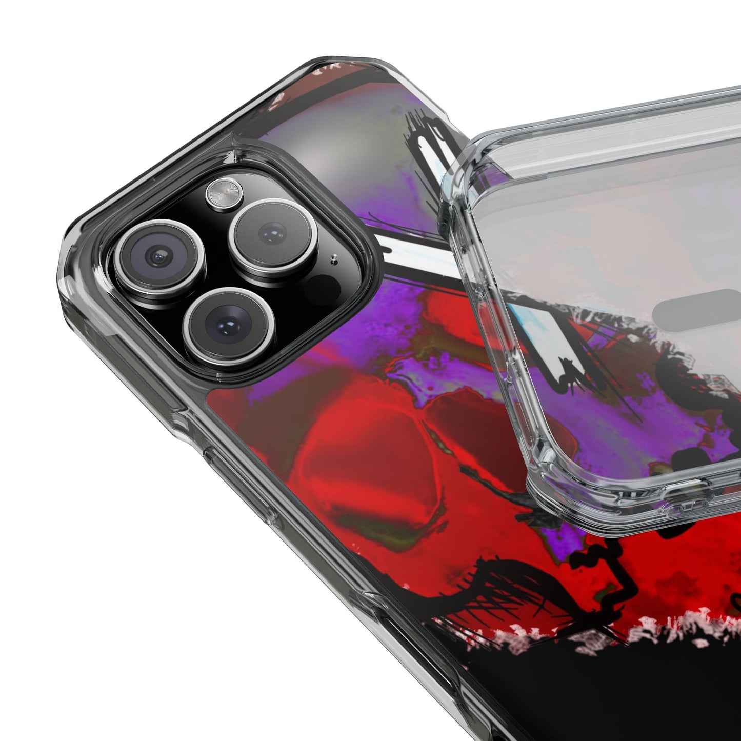 Vibrant Skull Phone Case, Magnetic Clear Impact Case, Edgy Phone Cover, Halloween Gift, Unique Cell Phone Accessory