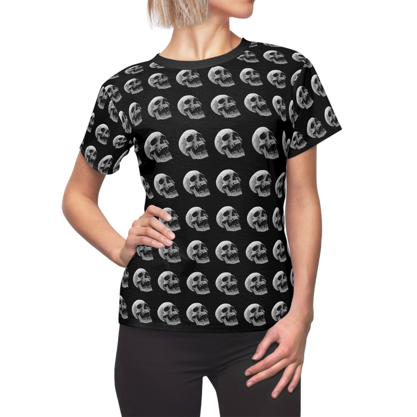 Gothic Skull Women's Tee, Edgy Casual Wear, Spooky Fashion, Halloween Outfit, Unique Graphic Shirt