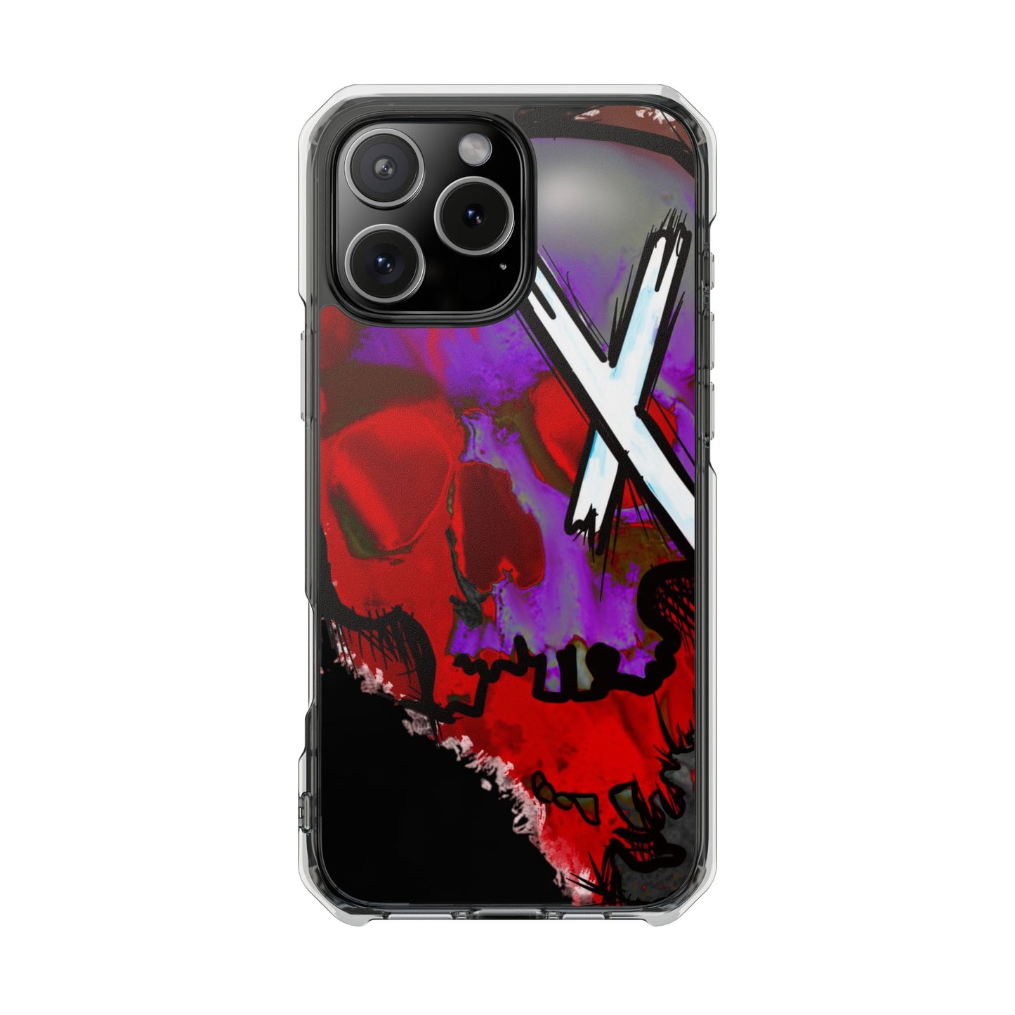 Vibrant Skull Phone Case, Magnetic Clear Impact Case, Edgy Phone Cover, Halloween Gift, Unique Cell Phone Accessory