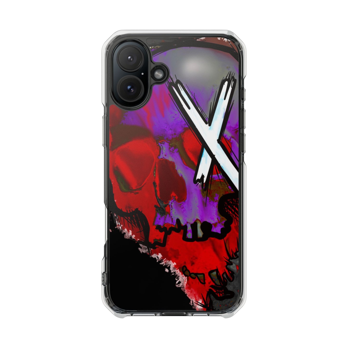 Vibrant Skull Phone Case, Magnetic Clear Impact Case, Edgy Phone Cover, Halloween Gift, Unique Cell Phone Accessory