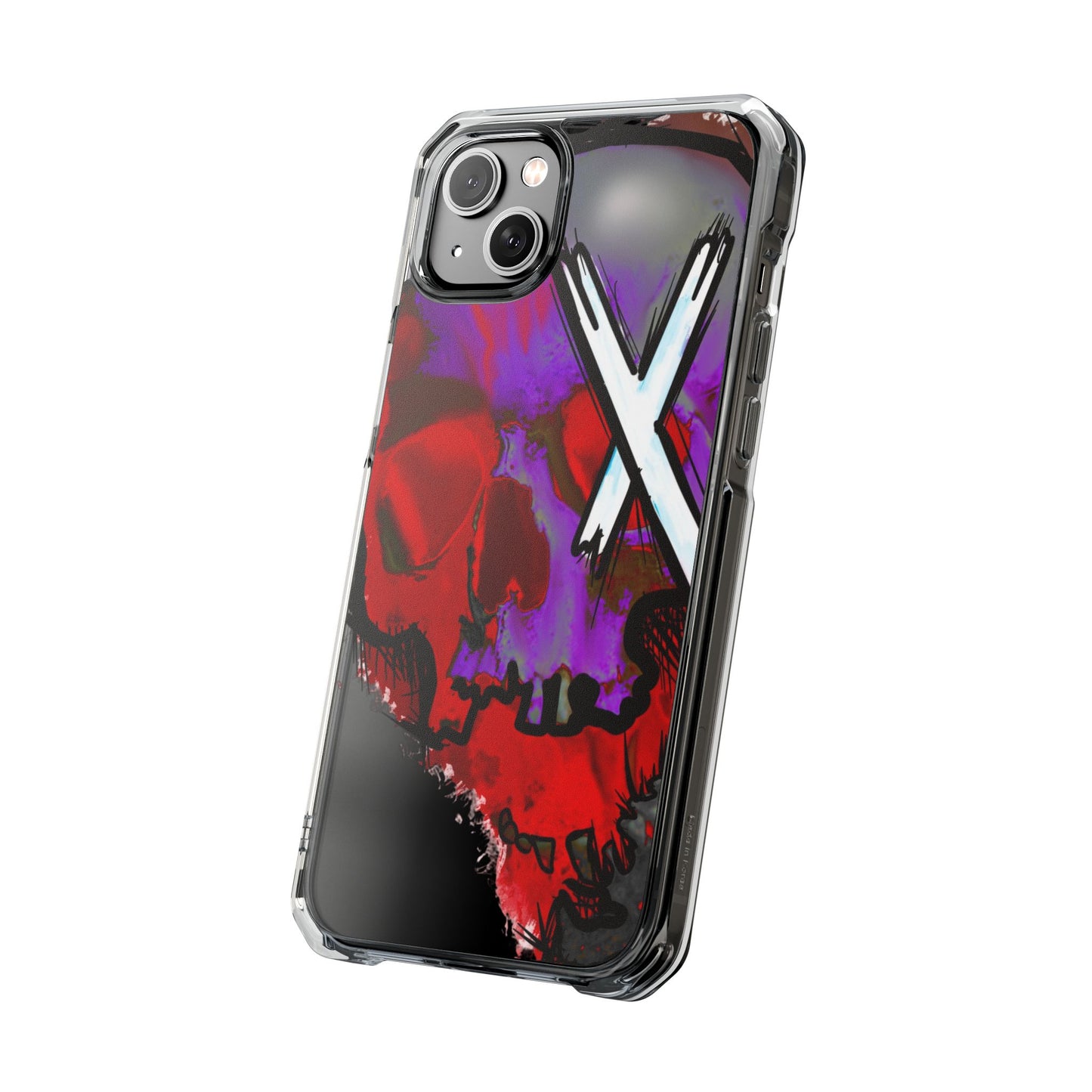 Vibrant Skull Phone Case, Magnetic Clear Impact Case, Edgy Phone Cover, Halloween Gift, Unique Cell Phone Accessory