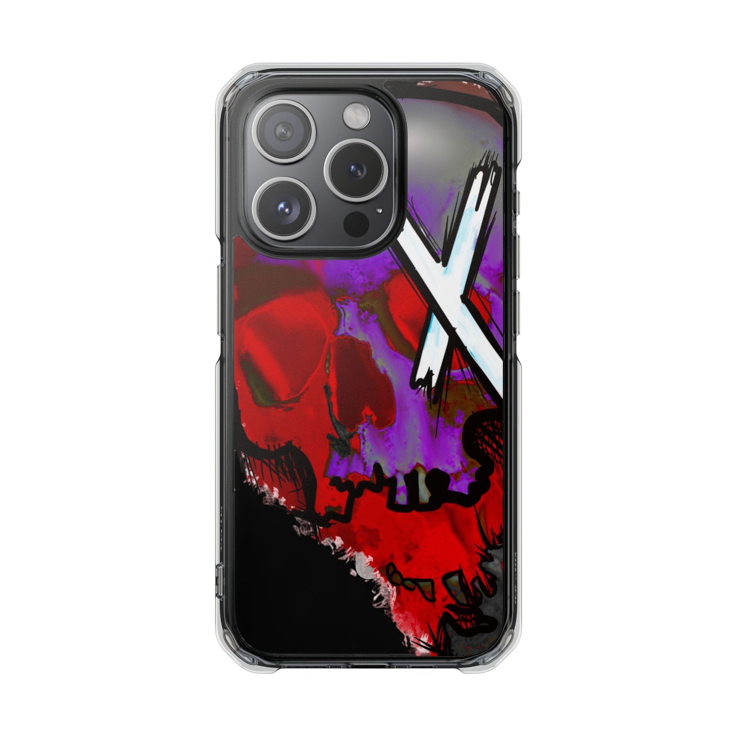 Vibrant Skull Phone Case, Magnetic Clear Impact Case, Edgy Phone Cover, Halloween Gift, Unique Cell Phone Accessory