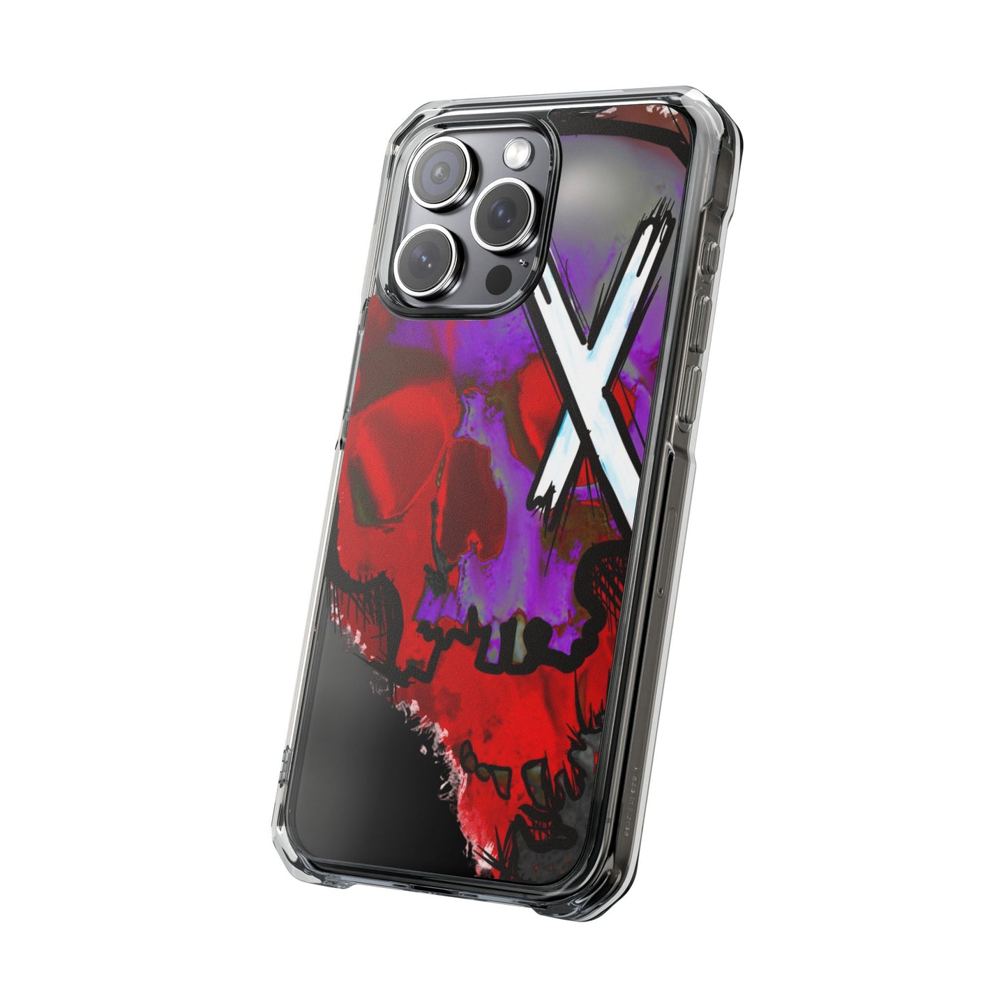 Vibrant Skull Phone Case, Magnetic Clear Impact Case, Edgy Phone Cover, Halloween Gift, Unique Cell Phone Accessory