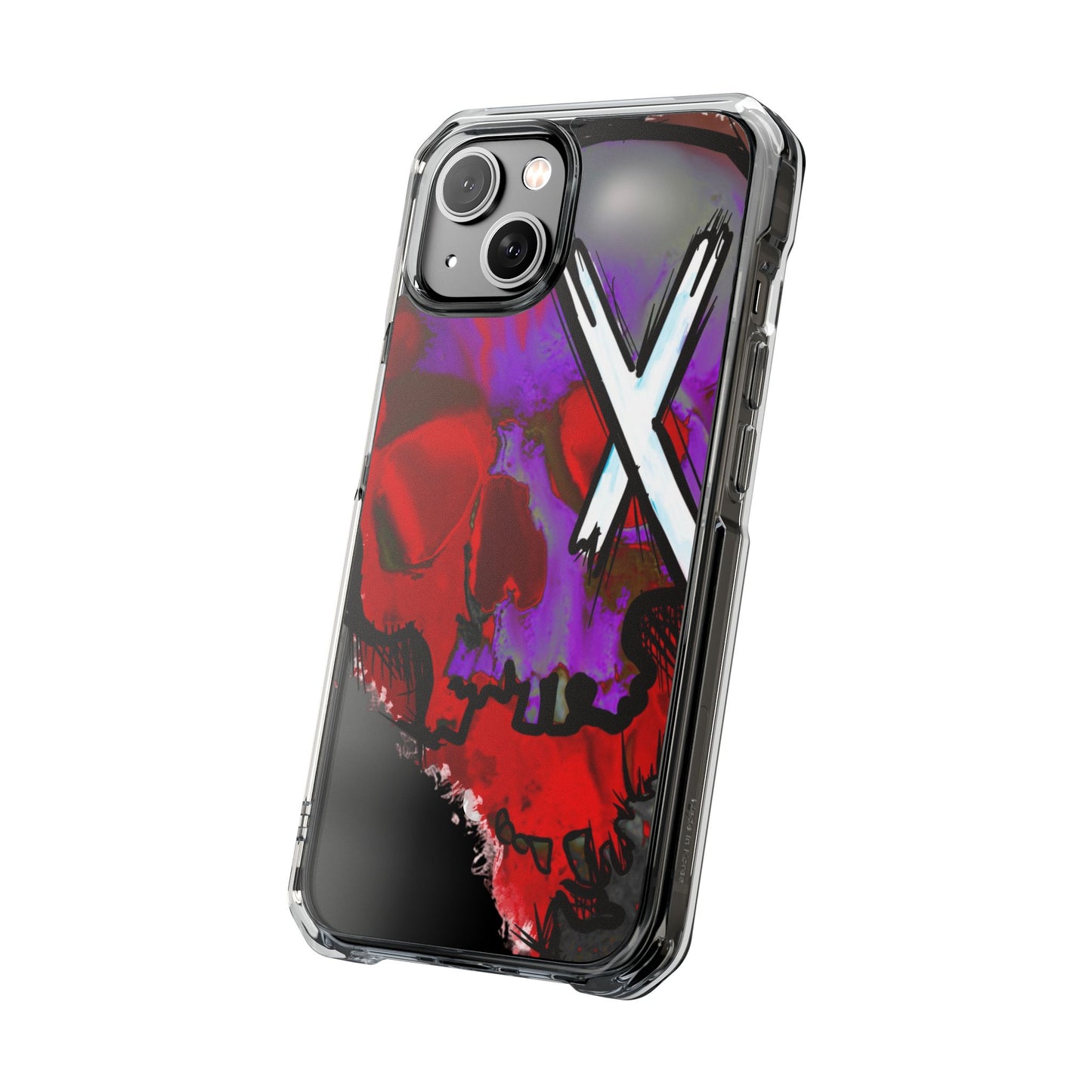 Vibrant Skull Phone Case, Magnetic Clear Impact Case, Edgy Phone Cover, Halloween Gift, Unique Cell Phone Accessory