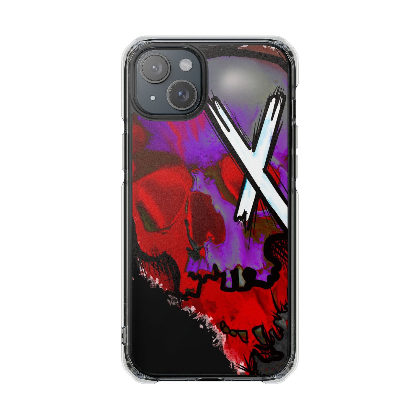 Vibrant Skull Phone Case, Magnetic Clear Impact Case, Edgy Phone Cover, Halloween Gift, Unique Cell Phone Accessory