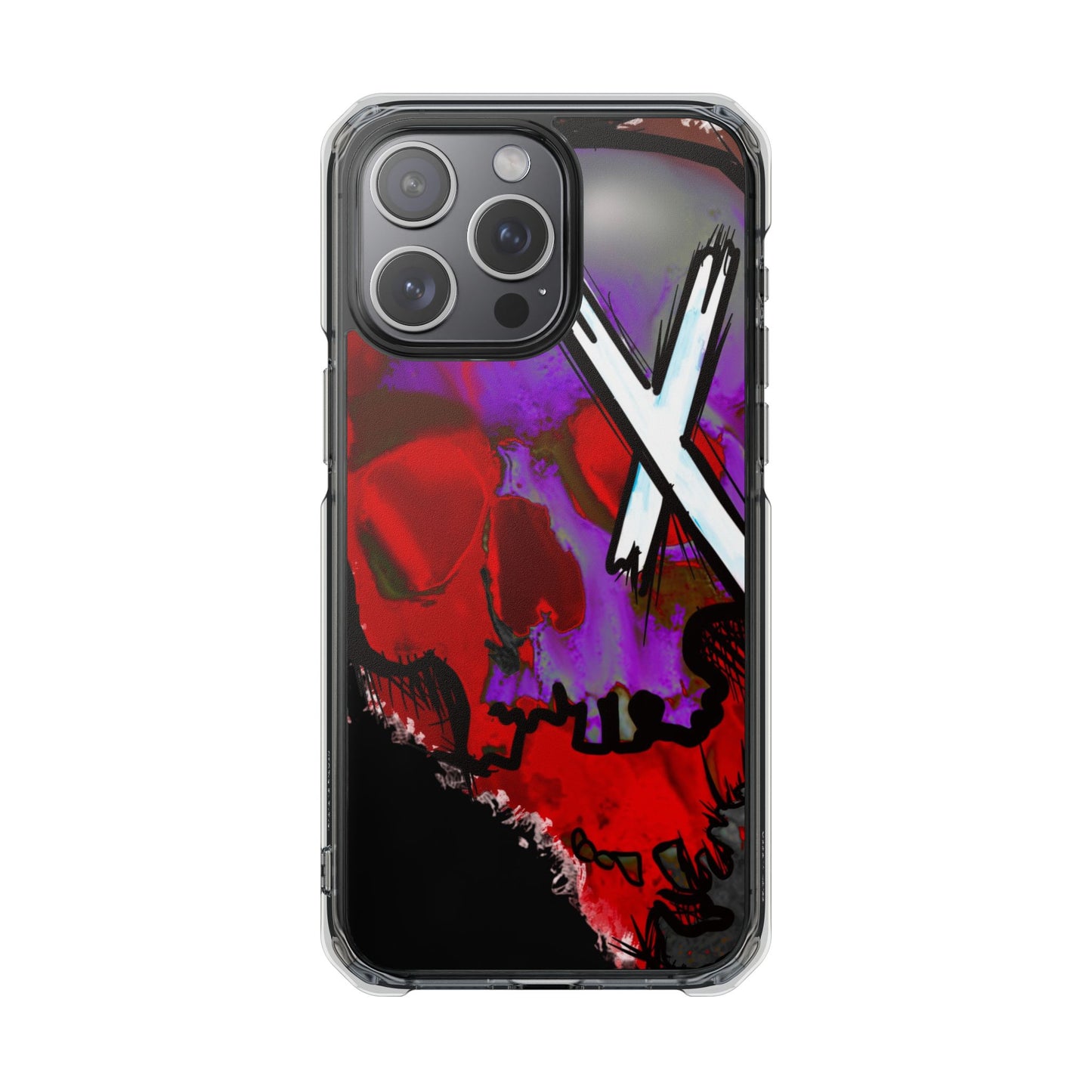 Vibrant Skull Phone Case, Magnetic Clear Impact Case, Edgy Phone Cover, Halloween Gift, Unique Cell Phone Accessory
