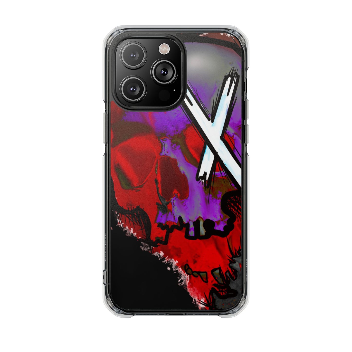 Vibrant Skull Phone Case, Magnetic Clear Impact Case, Edgy Phone Cover, Halloween Gift, Unique Cell Phone Accessory