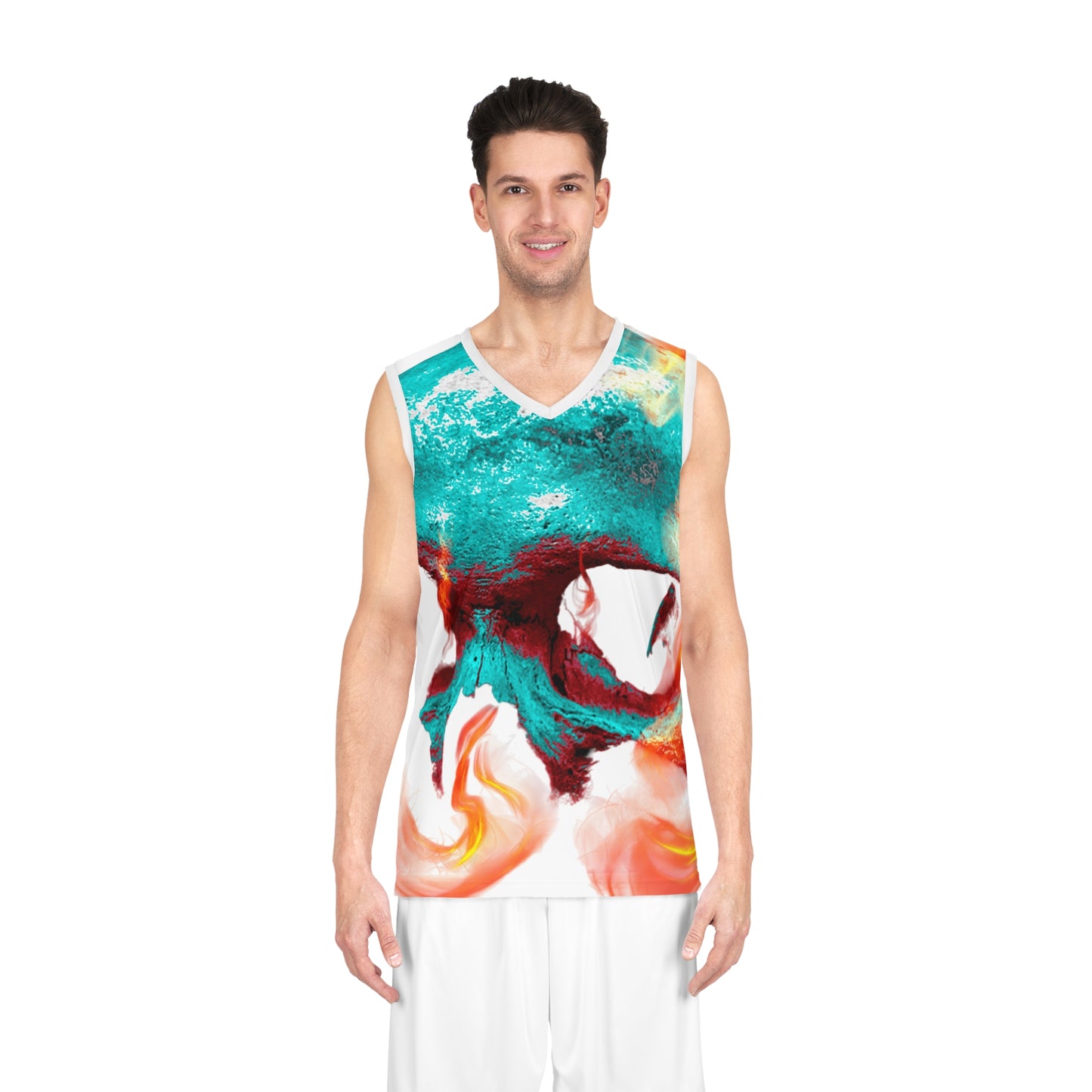 Edgy Basketball Jersey, Unique Sportswear, AOP Skull Design, Athletic Fashion, Gift for Basketball Lovers, Trendy Streetwear