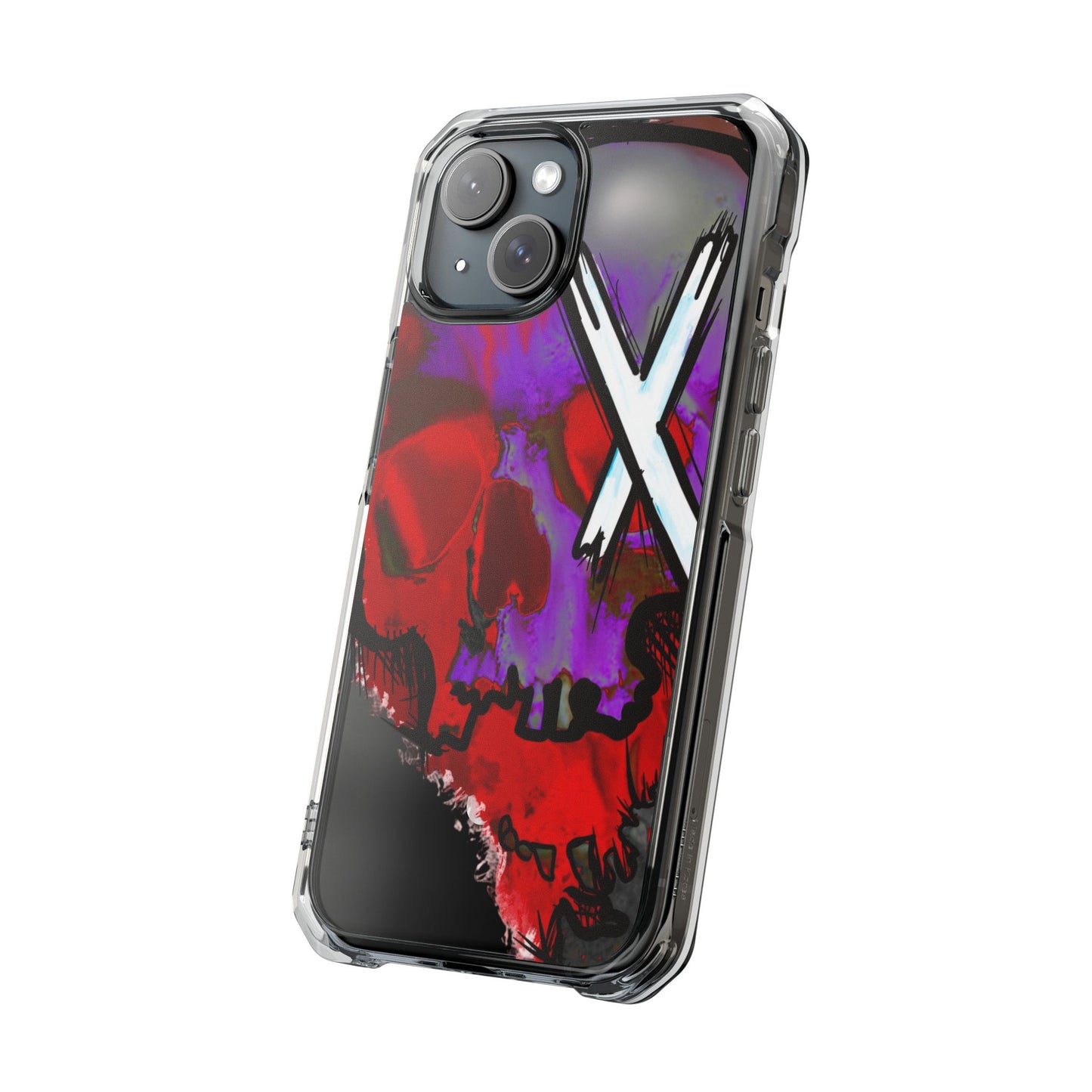 Vibrant Skull Phone Case, Magnetic Clear Impact Case, Edgy Phone Cover, Halloween Gift, Unique Cell Phone Accessory