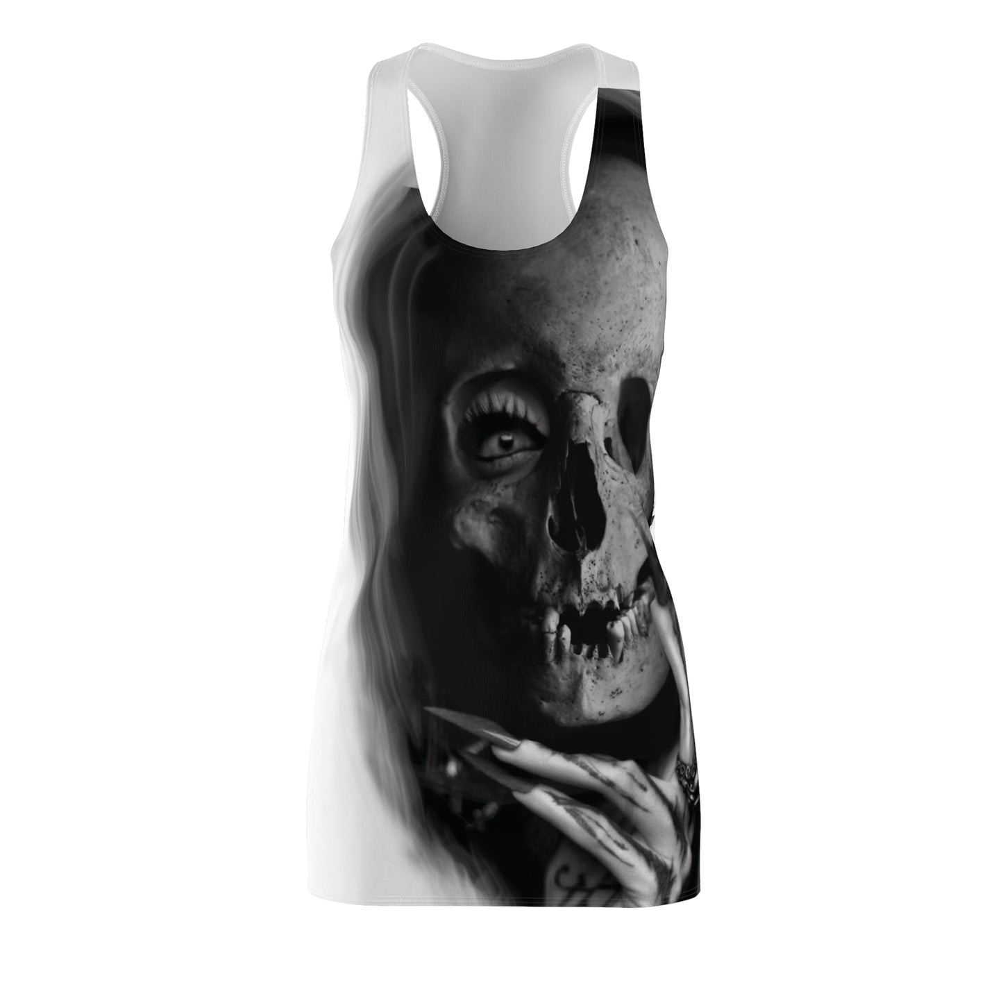 Gothic Skull Racerback Dress, Alternative Fashion Dress, Edgy Summer Dress, AOP Tank Dress, Halloween Party Outfit