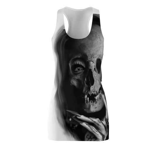 Gothic Skull Racerback Dress, Alternative Fashion Dress, Edgy Summer Dress, AOP Tank Dress, Halloween Party Outfit