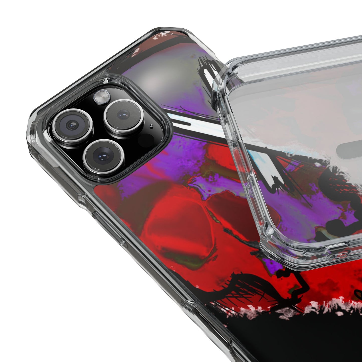 Vibrant Skull Phone Case, Magnetic Clear Impact Case, Edgy Phone Cover, Halloween Gift, Unique Cell Phone Accessory