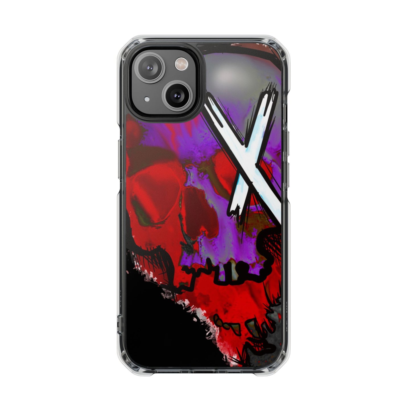 Vibrant Skull Phone Case, Magnetic Clear Impact Case, Edgy Phone Cover, Halloween Gift, Unique Cell Phone Accessory