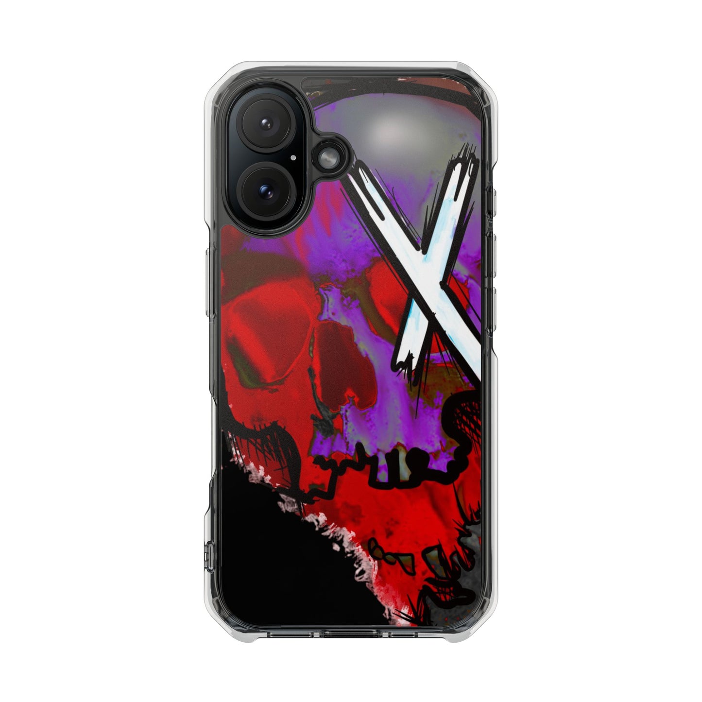 Vibrant Skull Phone Case, Magnetic Clear Impact Case, Edgy Phone Cover, Halloween Gift, Unique Cell Phone Accessory