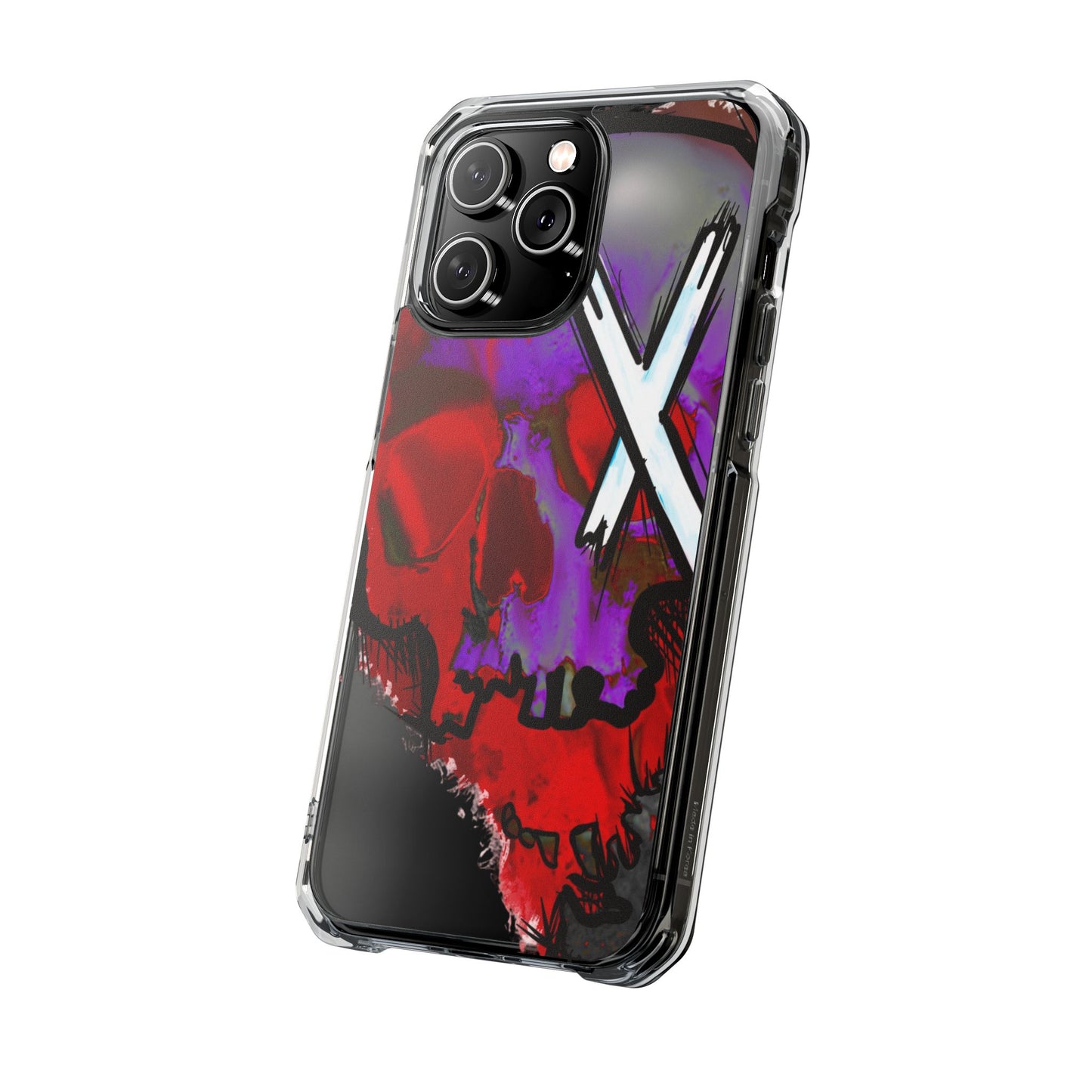 Vibrant Skull Phone Case, Magnetic Clear Impact Case, Edgy Phone Cover, Halloween Gift, Unique Cell Phone Accessory