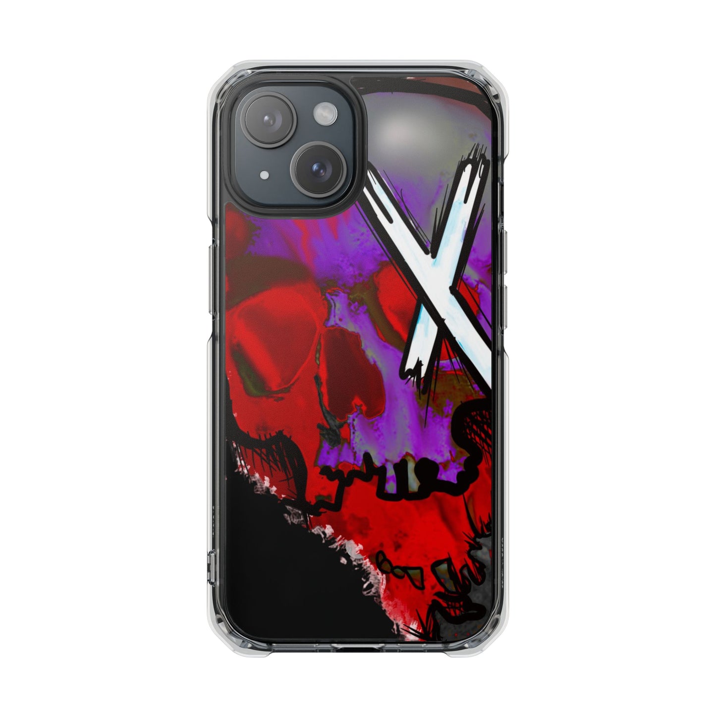 Vibrant Skull Phone Case, Magnetic Clear Impact Case, Edgy Phone Cover, Halloween Gift, Unique Cell Phone Accessory