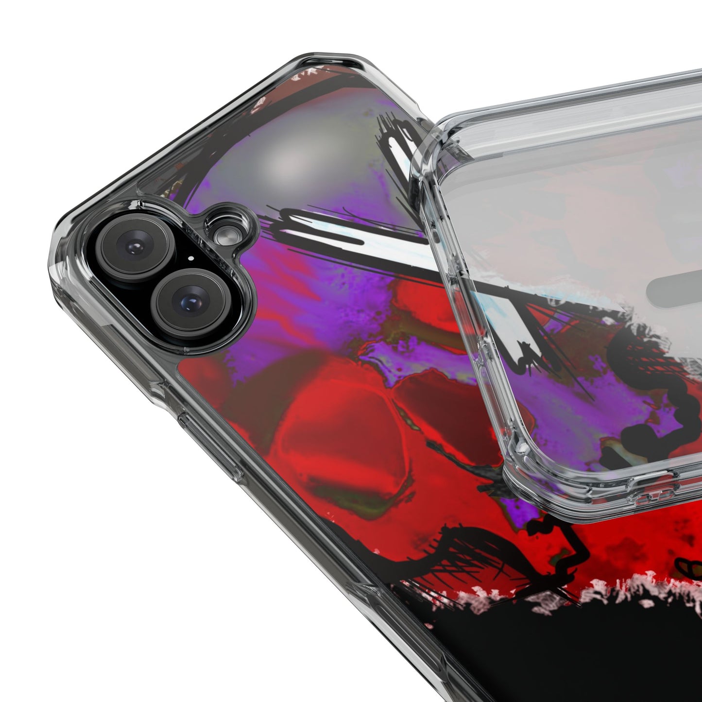 Vibrant Skull Phone Case, Magnetic Clear Impact Case, Edgy Phone Cover, Halloween Gift, Unique Cell Phone Accessory