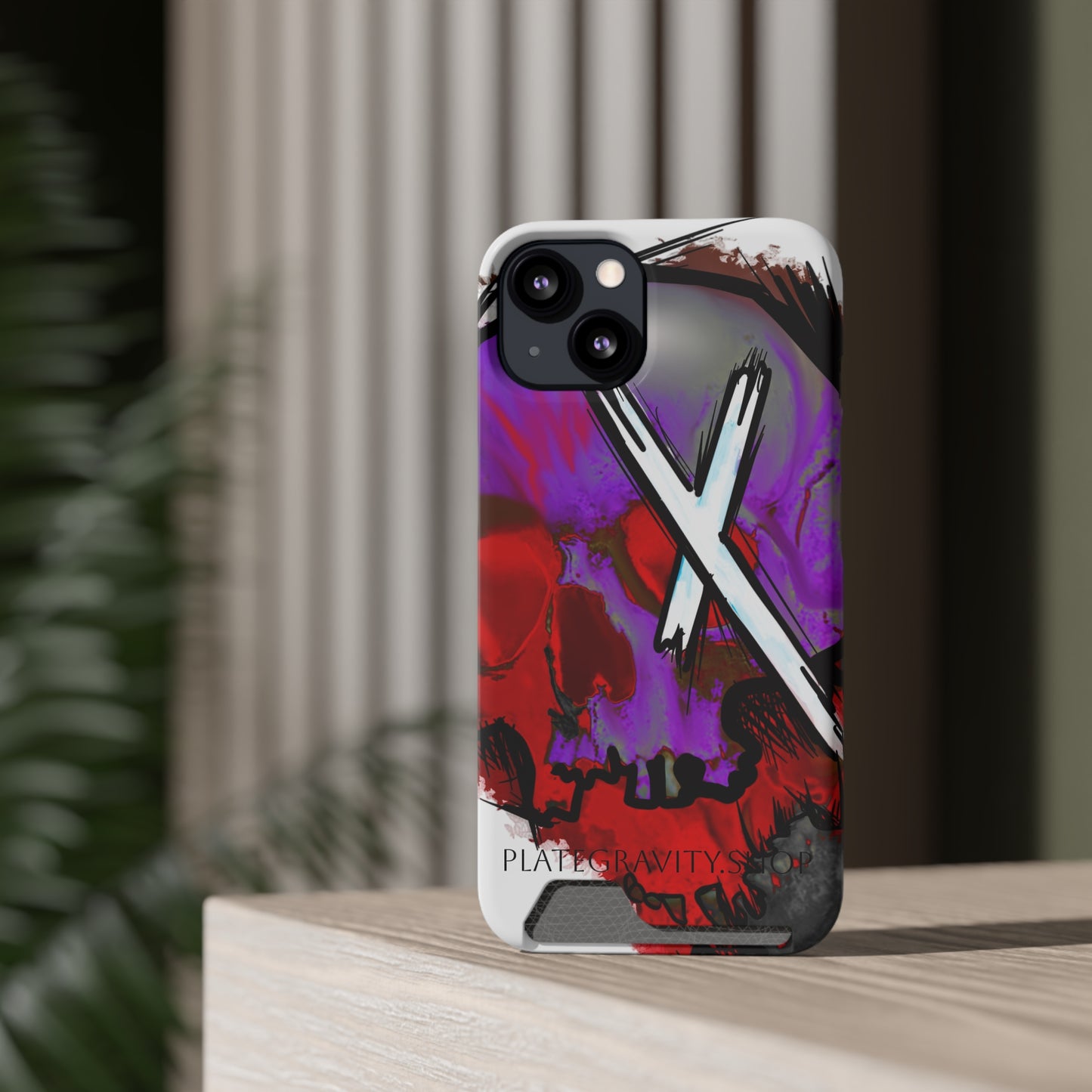 Edgy Skull Phone Case with Card Holder, Trendy Mobile Accessory, Unique Gift for Music Lovers, Gothic Style, Halloween Decor, [...]