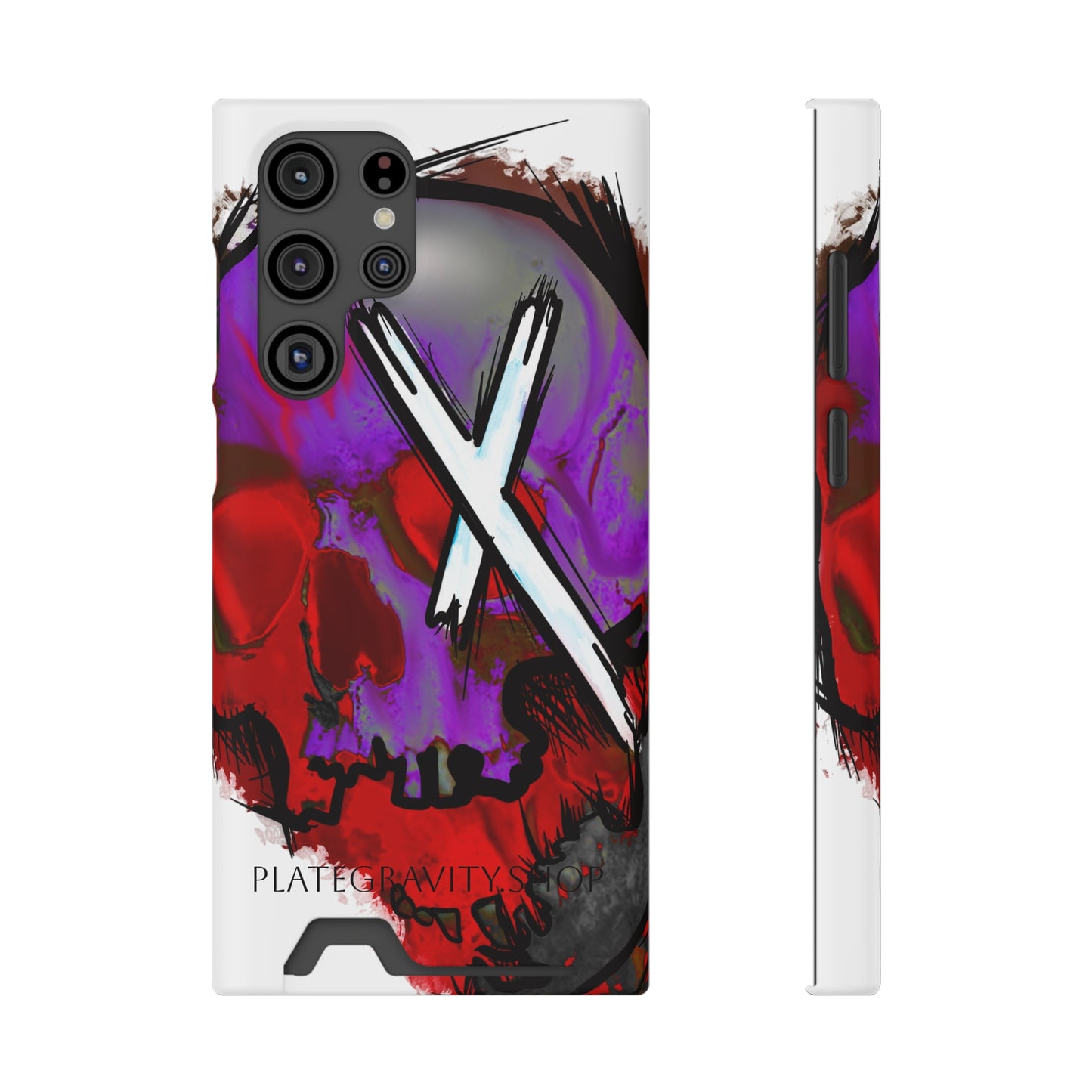Edgy Skull Phone Case with Card Holder, Trendy Mobile Accessory, Unique Gift for Music Lovers, Gothic Style, Halloween Decor, [...]