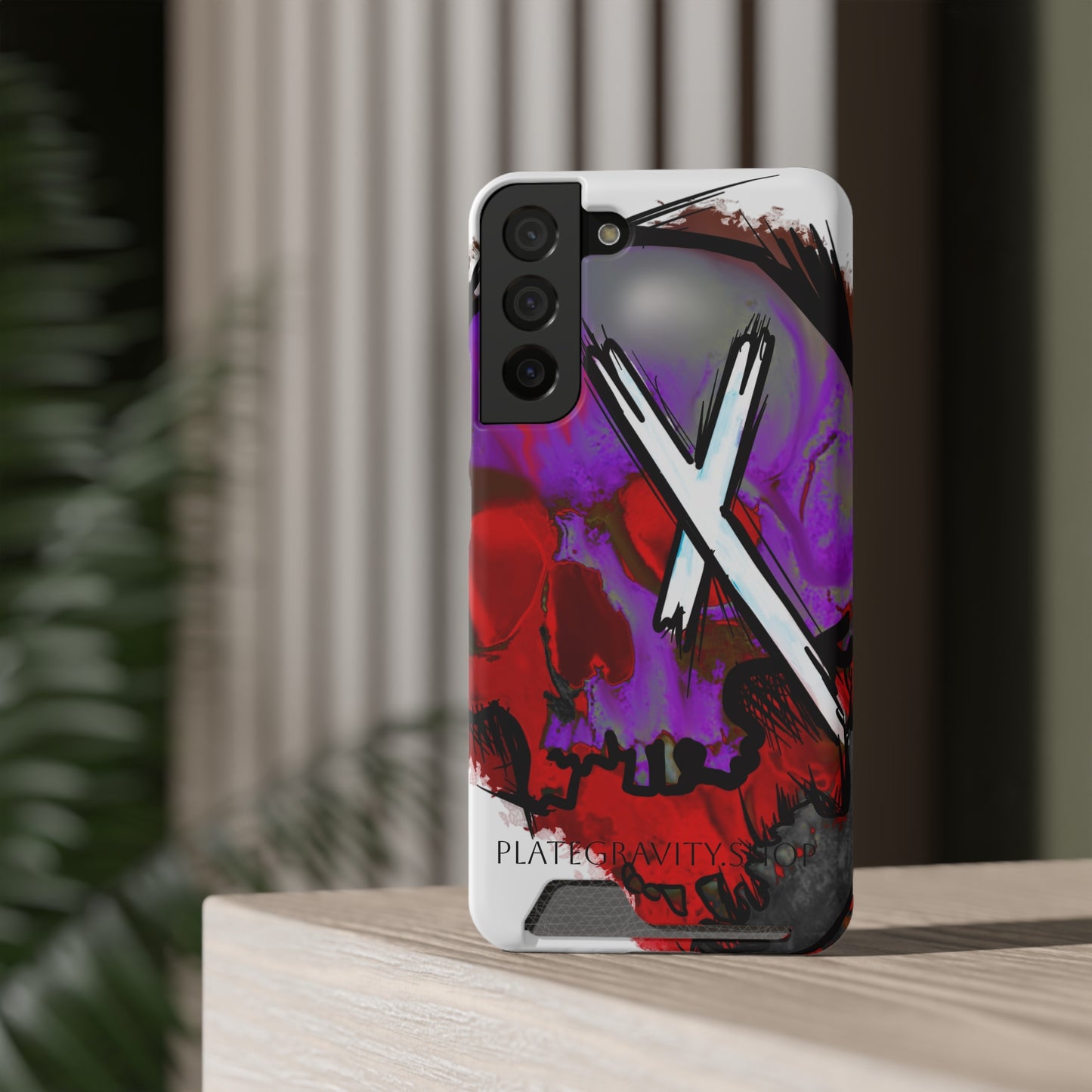 Edgy Skull Phone Case with Card Holder, Trendy Mobile Accessory, Unique Gift for Music Lovers, Gothic Style, Halloween Decor, [...]