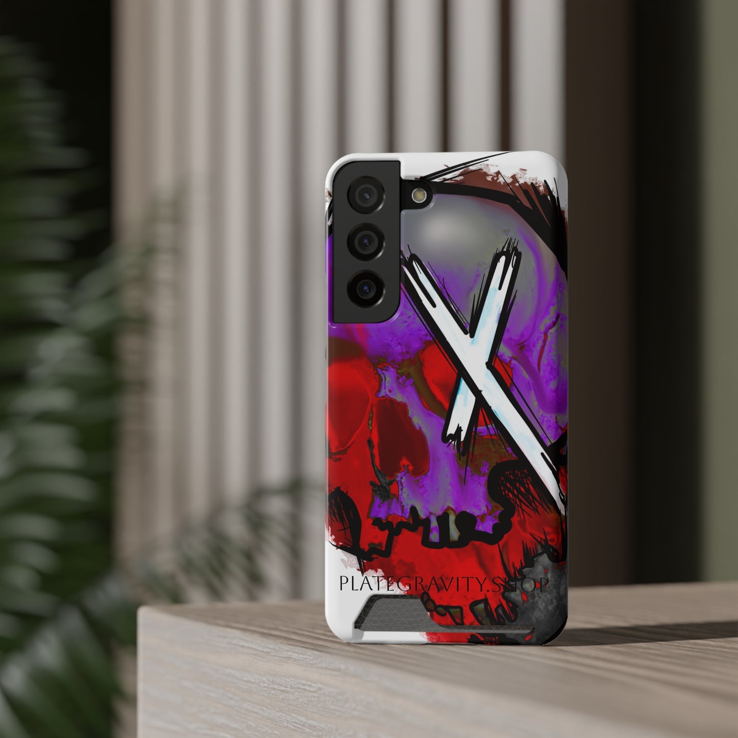 Edgy Skull Phone Case with Card Holder, Trendy Mobile Accessory, Unique Gift for Music Lovers, Gothic Style, Halloween Decor, [...]