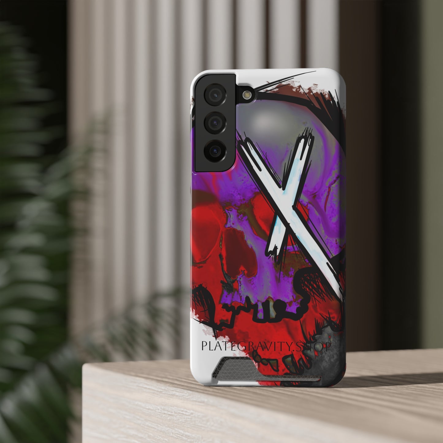 Edgy Skull Phone Case with Card Holder, Trendy Mobile Accessory, Unique Gift for Music Lovers, Gothic Style, Halloween Decor, [...]