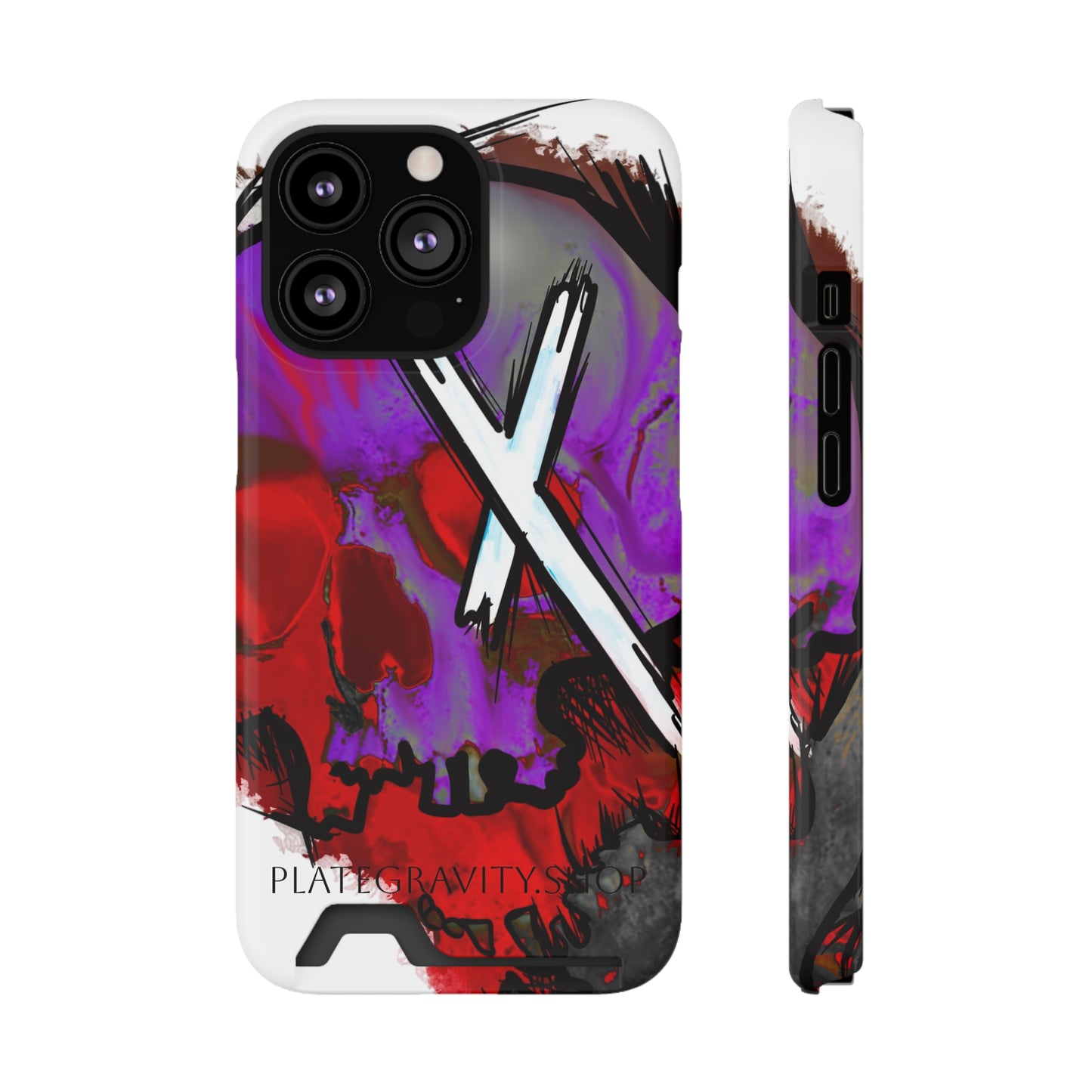 Edgy Skull Phone Case with Card Holder, Trendy Mobile Accessory, Unique Gift for Music Lovers, Gothic Style, Halloween Decor, [...]