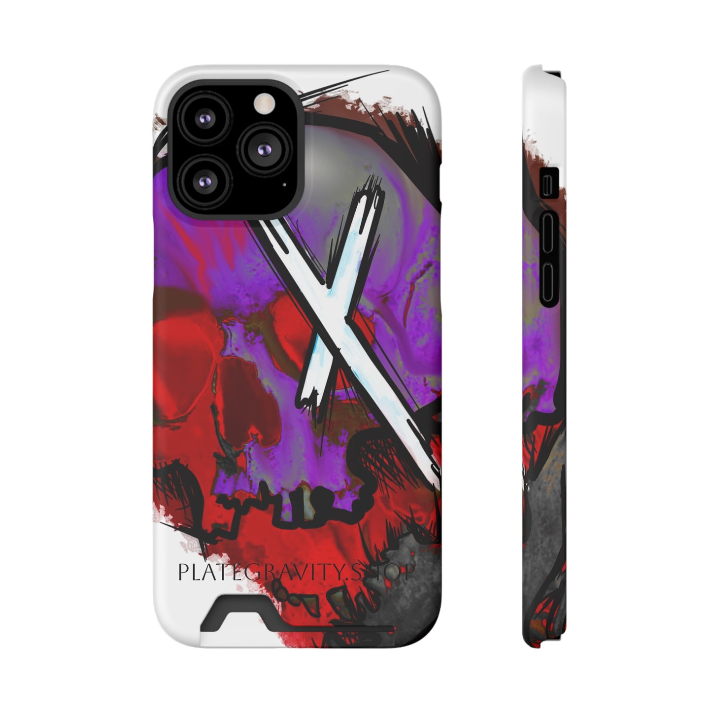 Edgy Skull Phone Case with Card Holder, Trendy Mobile Accessory, Unique Gift for Music Lovers, Gothic Style, Halloween Decor, [...]