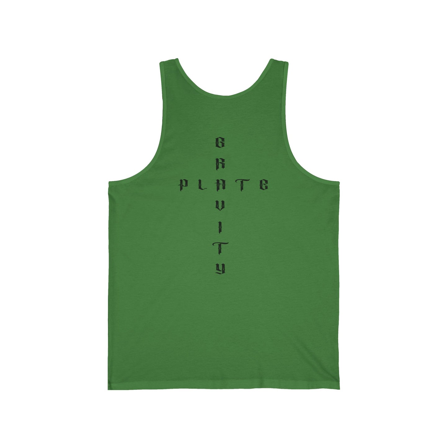 Gravity Plate Tank Top — Minimal Gothic Vertical Text Fitness Tank