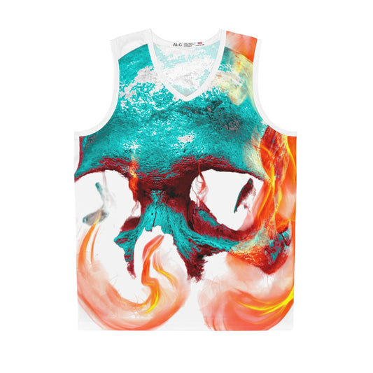 Edgy Basketball Jersey, Unique Sportswear, AOP Skull Design, Athletic Fashion, Gift for Basketball Lovers, Trendy Streetwear