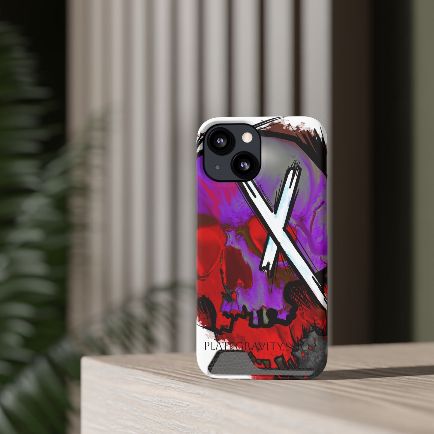 Edgy Skull Phone Case with Card Holder, Trendy Mobile Accessory, Unique Gift for Music Lovers, Gothic Style, Halloween Decor, [...]