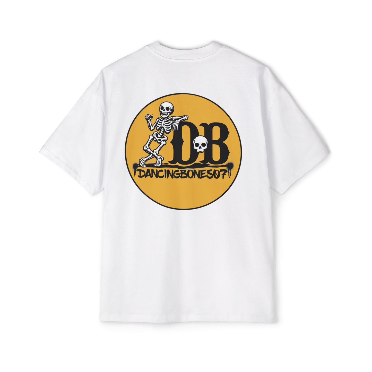 Dancing Bones Oversized Tee — Retro Skeleton Graphic Shirt