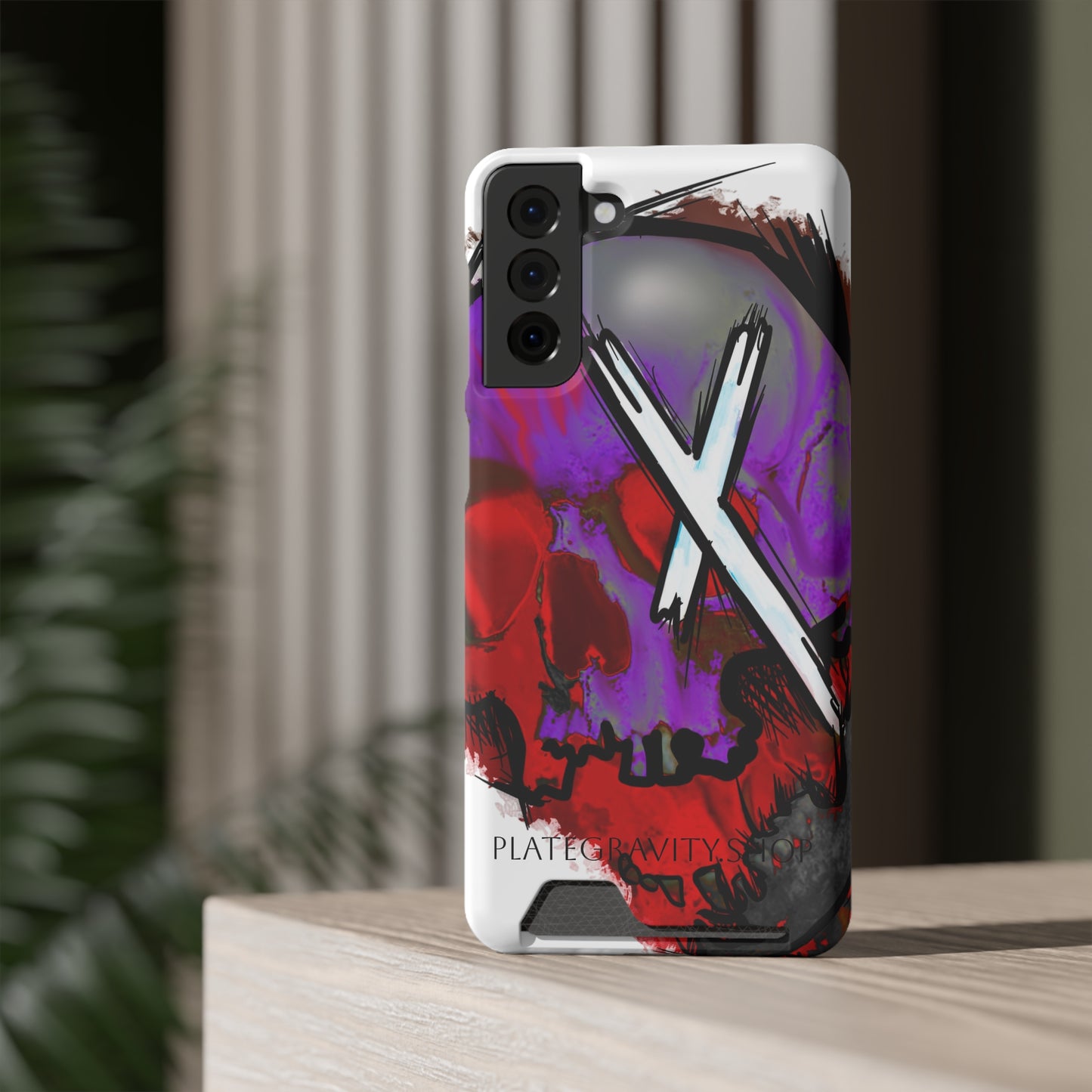Edgy Skull Phone Case with Card Holder, Trendy Mobile Accessory, Unique Gift for Music Lovers, Gothic Style, Halloween Decor, [...]