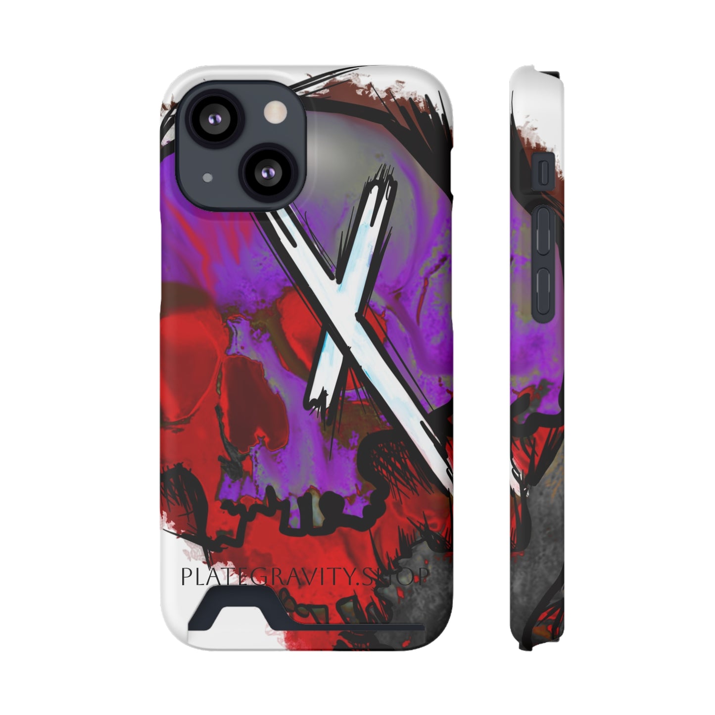 Edgy Skull Phone Case with Card Holder, Trendy Mobile Accessory, Unique Gift for Music Lovers, Gothic Style, Halloween Decor, [...]