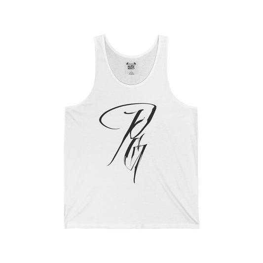 Stylish Unisex Jersey Tank with Elegant Script Design, Summer Essential, Pool Party Wear, Gym Top, Gift for Friends