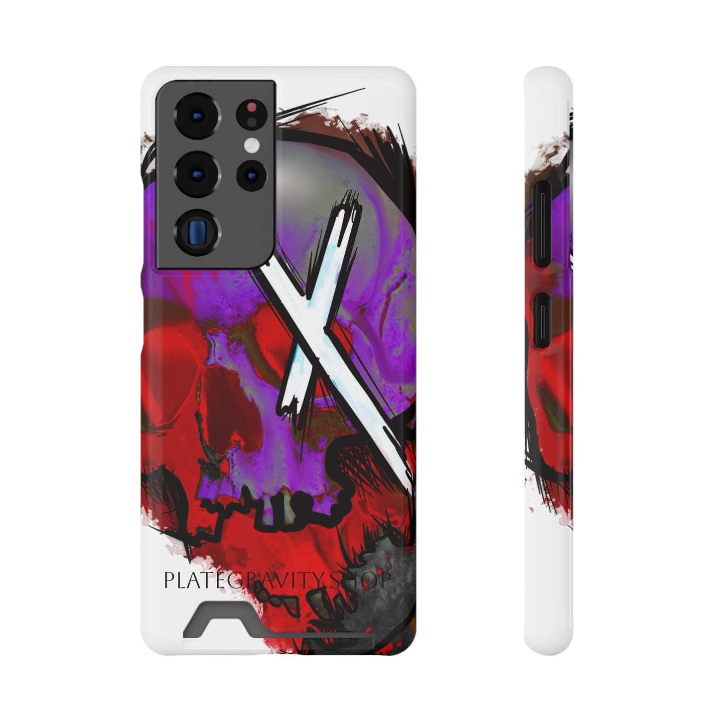 Edgy Skull Phone Case with Card Holder, Trendy Mobile Accessory, Unique Gift for Music Lovers, Gothic Style, Halloween Decor, [...]