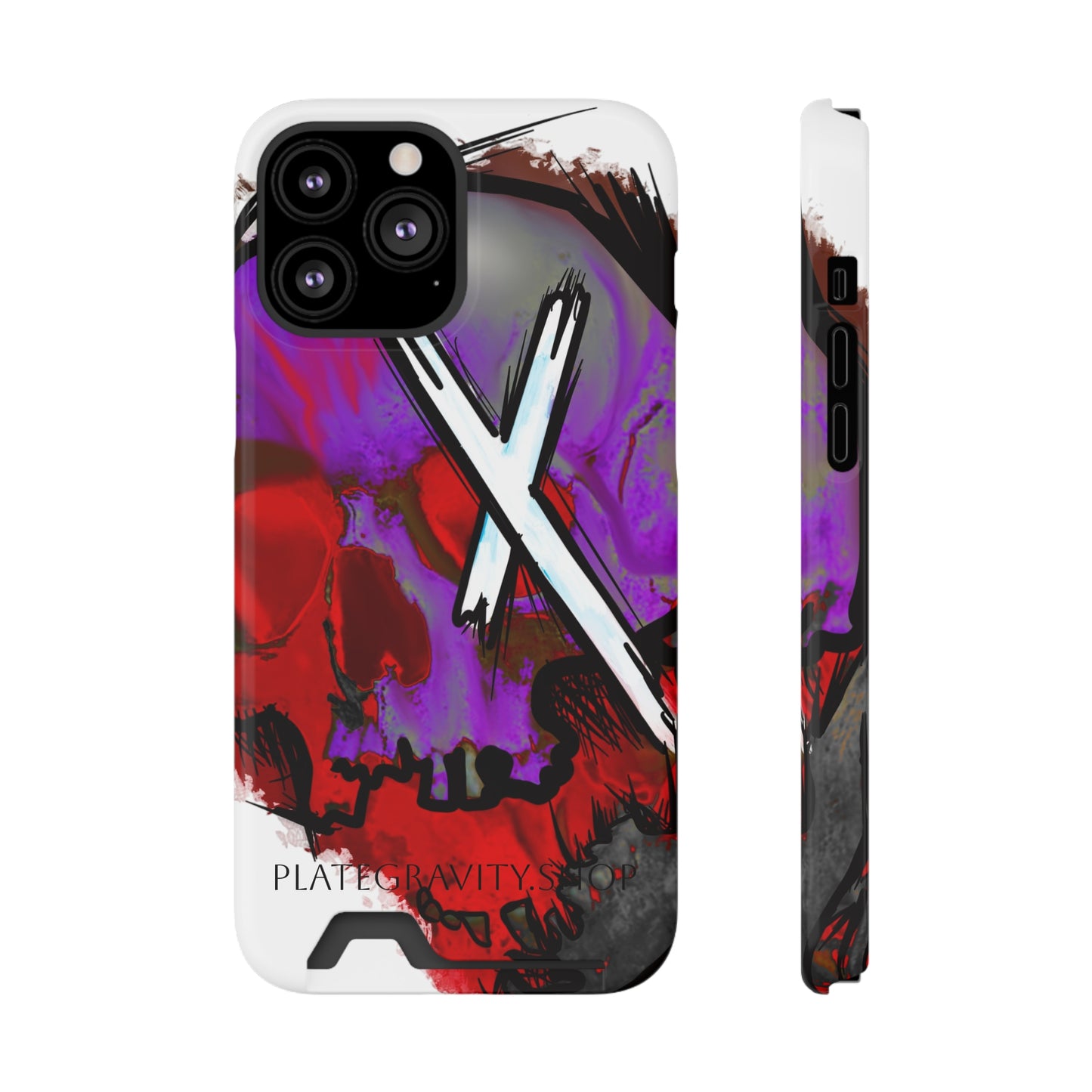 Edgy Skull Phone Case with Card Holder, Trendy Mobile Accessory, Unique Gift for Music Lovers, Gothic Style, Halloween Decor, [...]