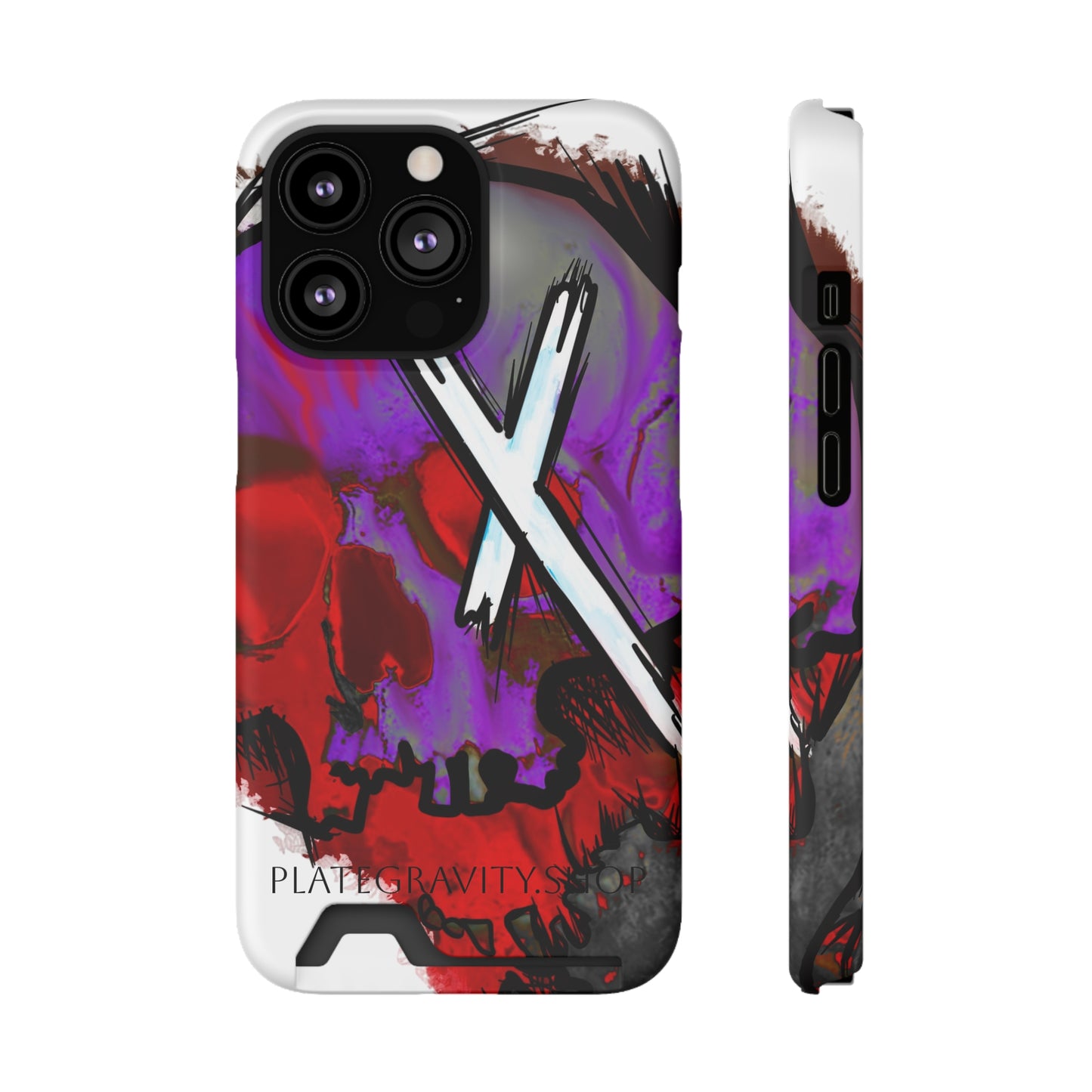 Edgy Skull Phone Case with Card Holder, Trendy Mobile Accessory, Unique Gift for Music Lovers, Gothic Style, Halloween Decor, [...]