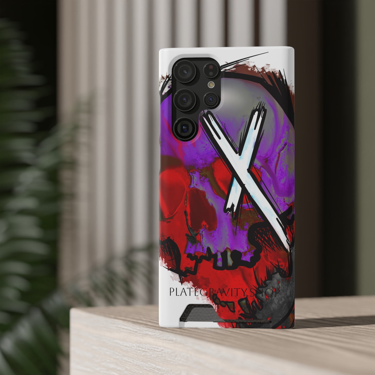 Edgy Skull Phone Case with Card Holder, Trendy Mobile Accessory, Unique Gift for Music Lovers, Gothic Style, Halloween Decor, [...]