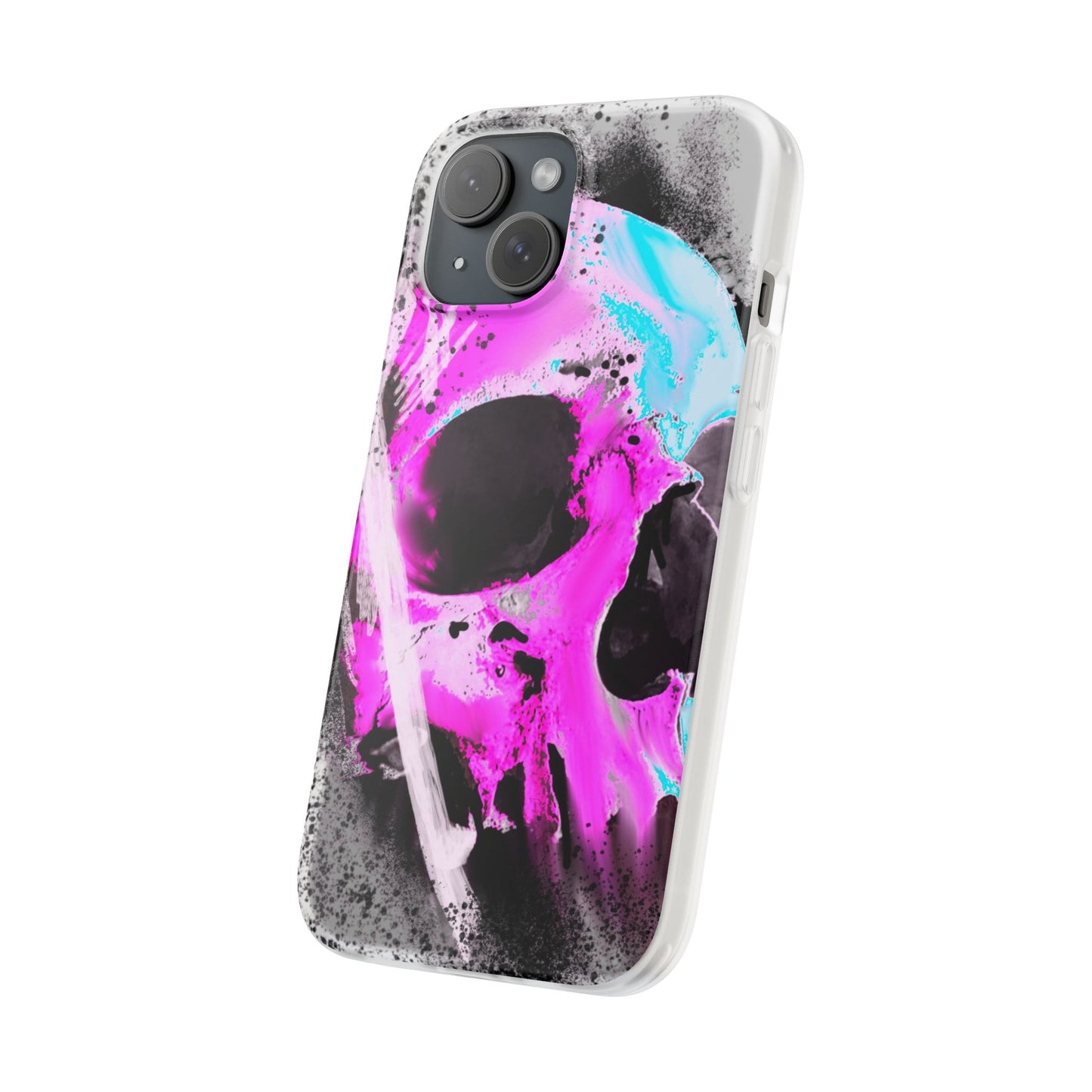 Bold Skull Flexi Case for iPhone, Edgy Phone Cover, Soft TPU Skull Case, Unique Skull Design, Perfect Gift for Halloween