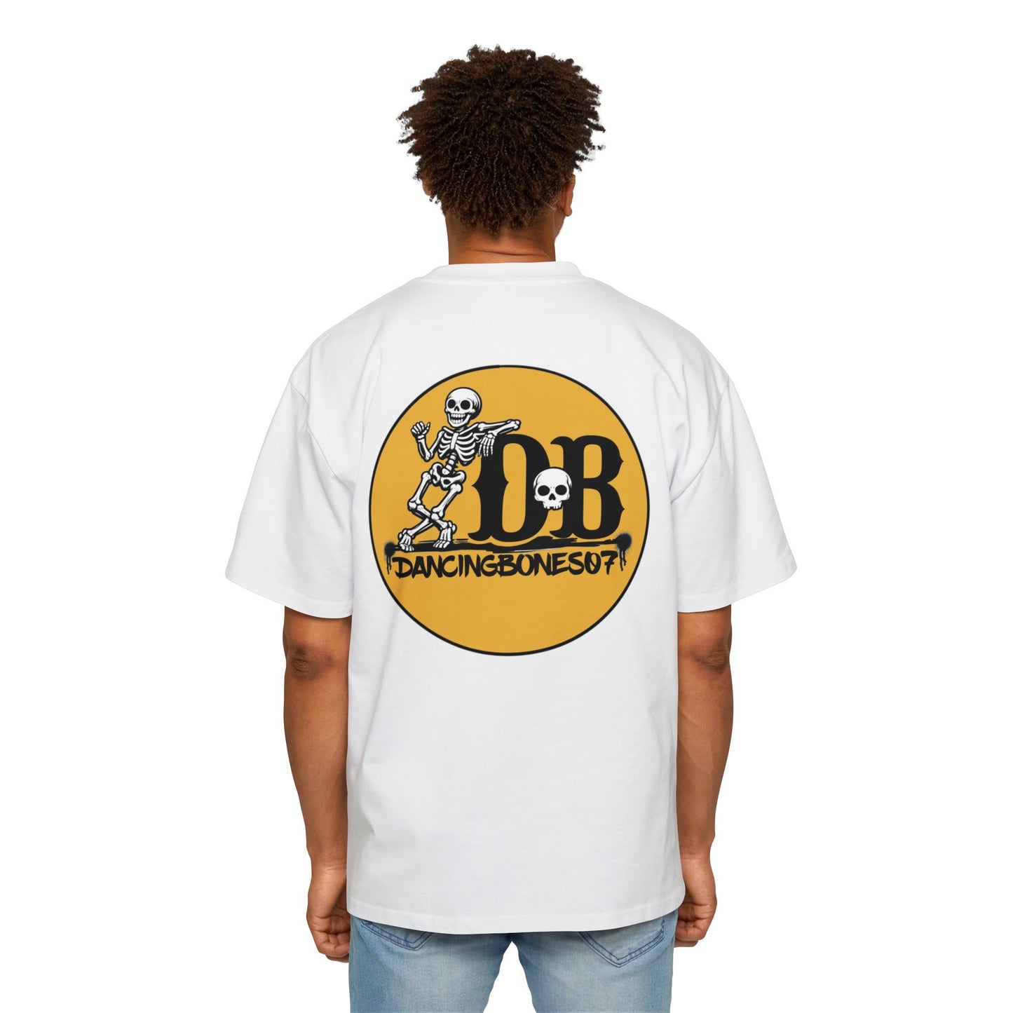 Dancing Bones Oversized Tee — Retro Skeleton Graphic Shirt
