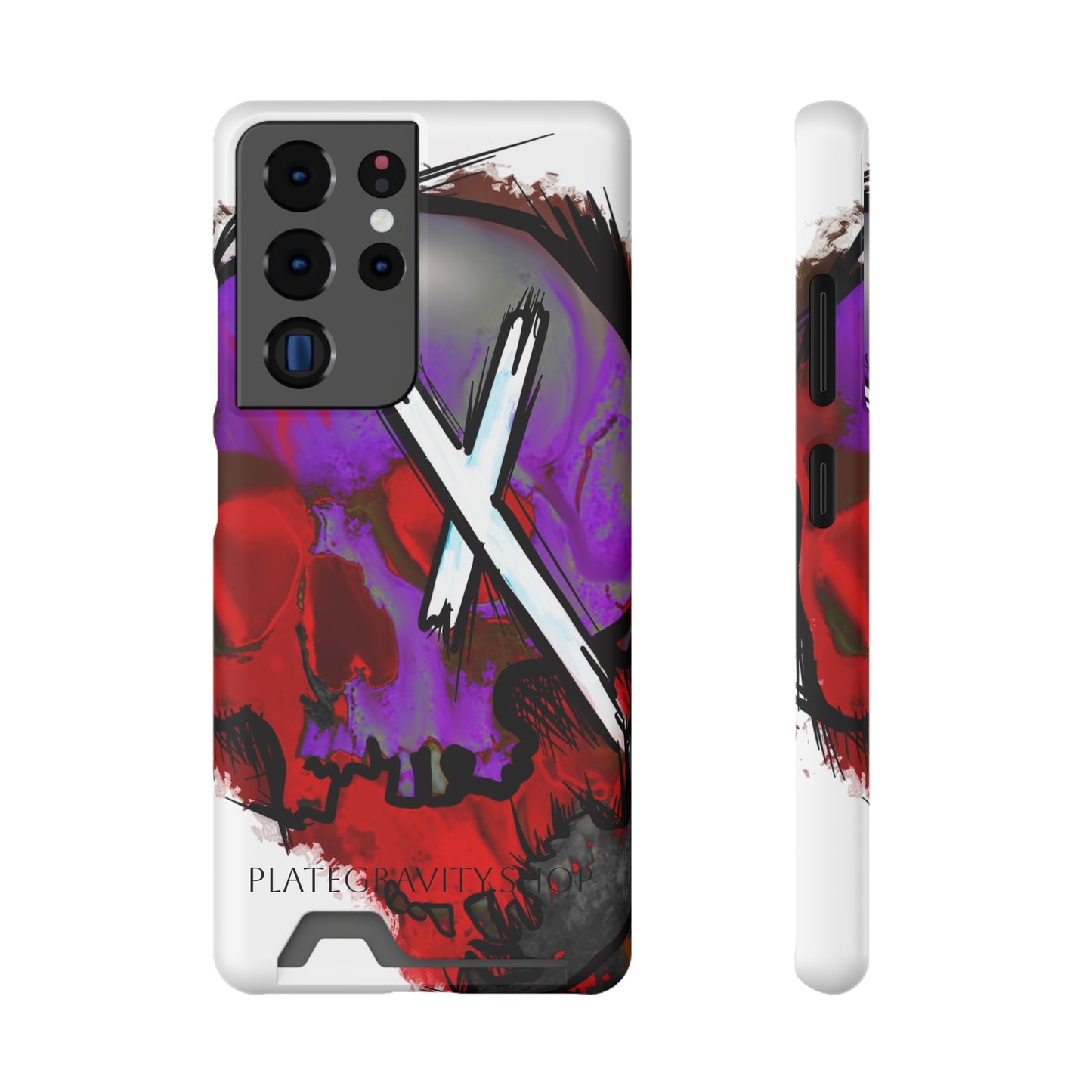 Edgy Skull Phone Case with Card Holder, Trendy Mobile Accessory, Unique Gift for Music Lovers, Gothic Style, Halloween Decor, [...]