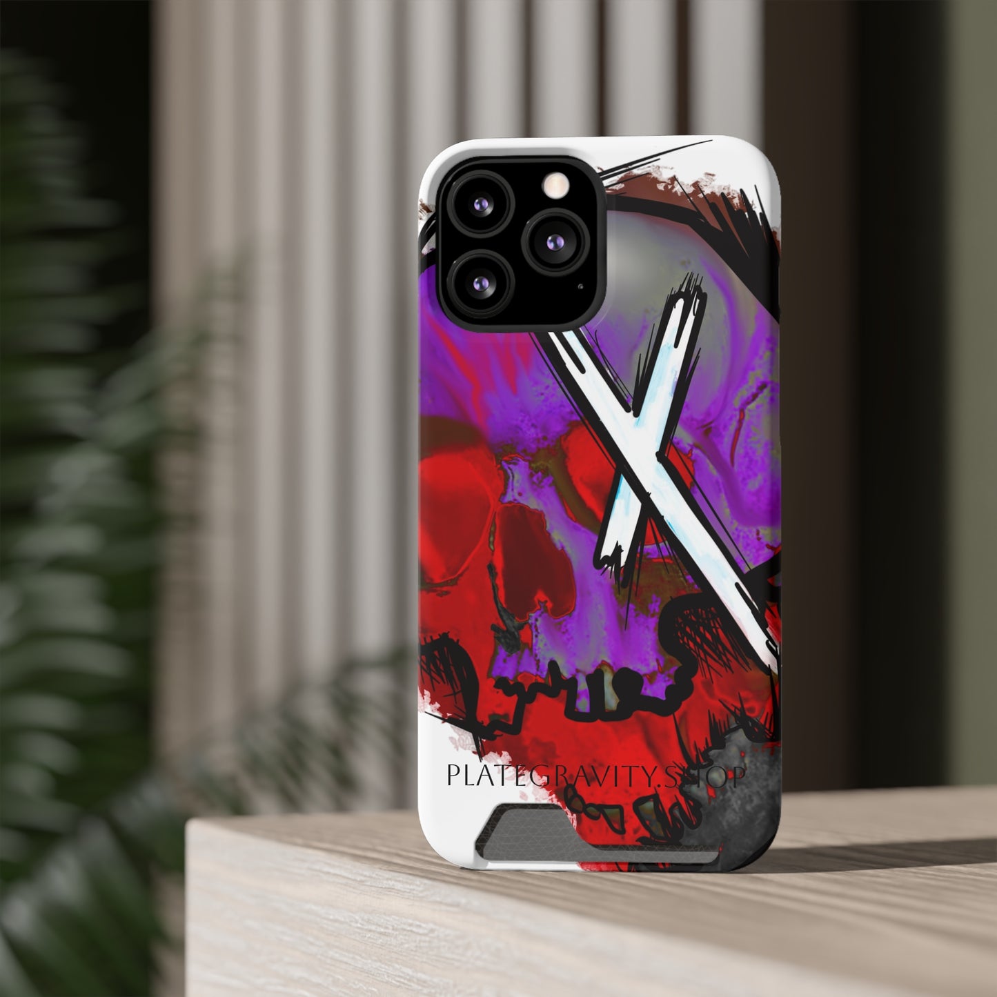 Edgy Skull Phone Case with Card Holder, Trendy Mobile Accessory, Unique Gift for Music Lovers, Gothic Style, Halloween Decor, [...]