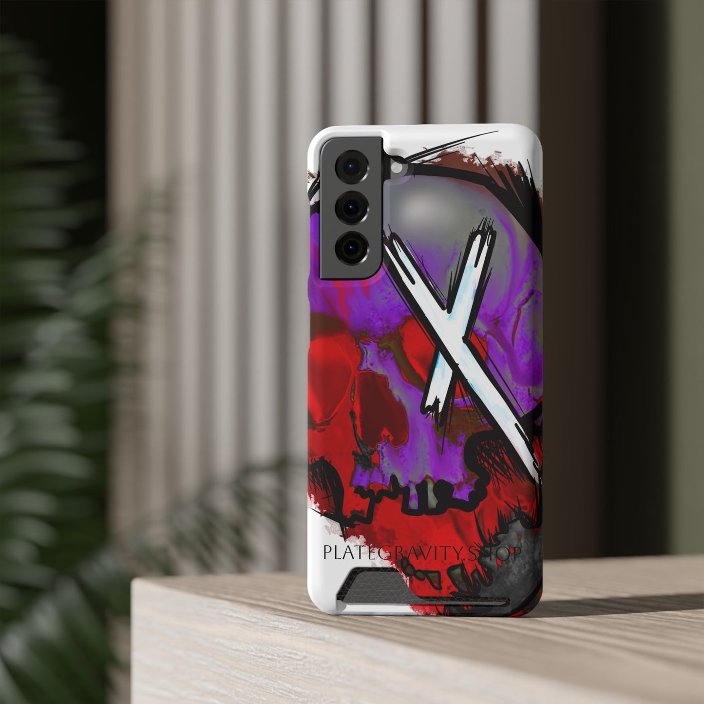 Edgy Skull Phone Case with Card Holder, Trendy Mobile Accessory, Unique Gift for Music Lovers, Gothic Style, Halloween Decor, [...]