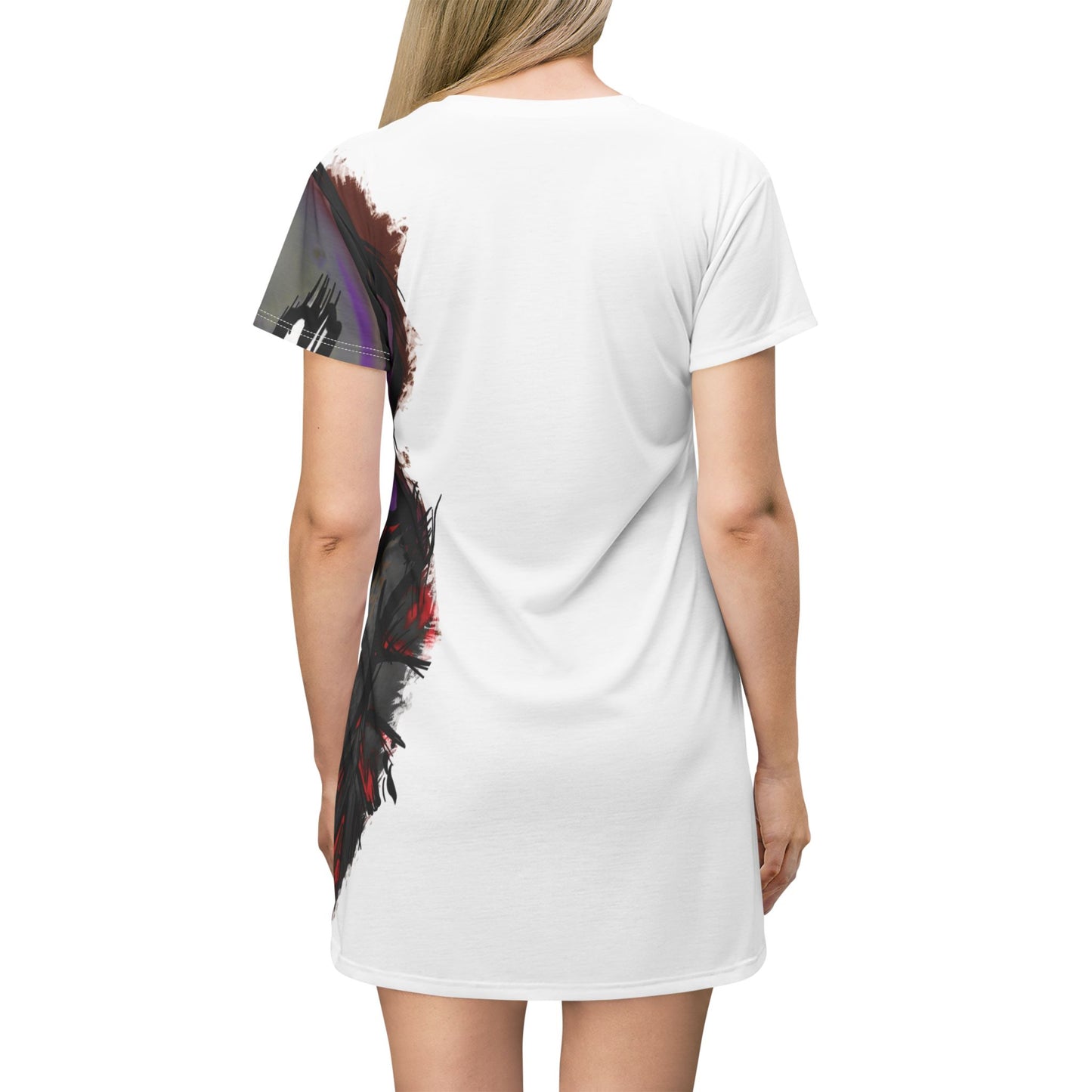Bold Graphic T-Shirt Dress - Edgy Skull Print, Casual Summer Dress, Festival Wear, Unique Street Style, Gift for Her